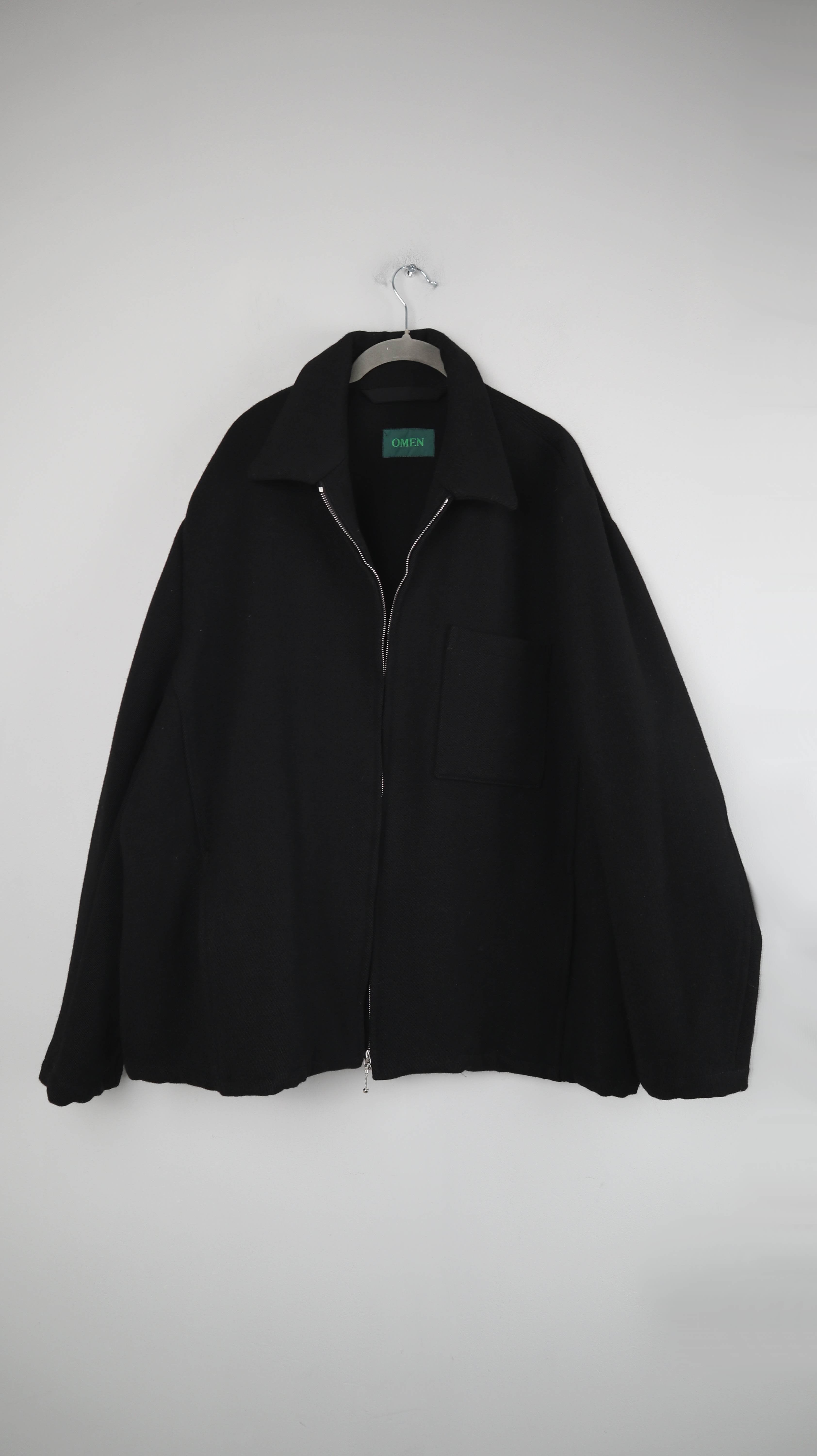 OMEN Jacke Bomberjacke schwarz XL Wolljacke Schurwolle