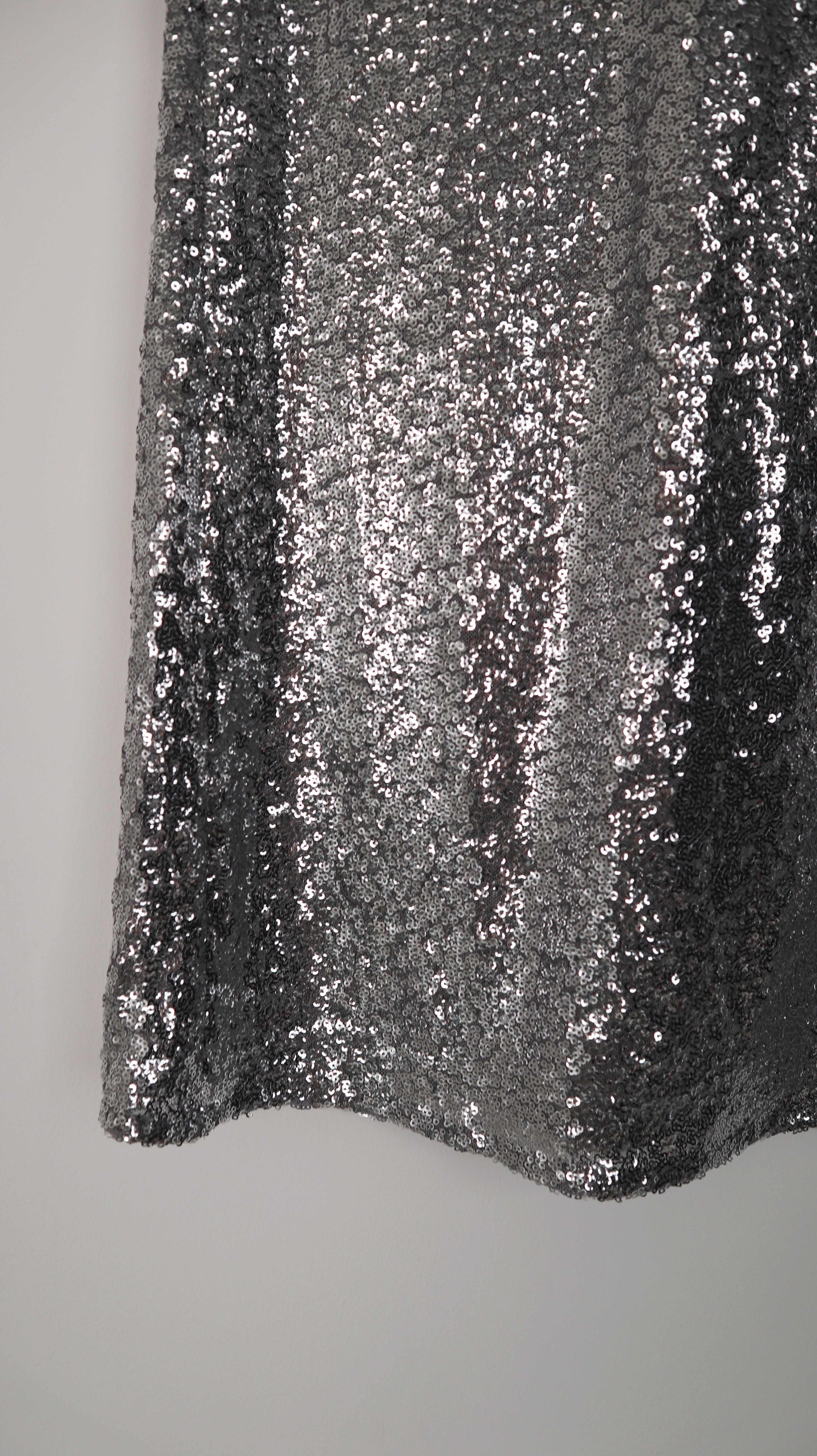 H&M Rock 36 S Silber Pailetten Pailettenrock Maxi Maxirock Glitzer