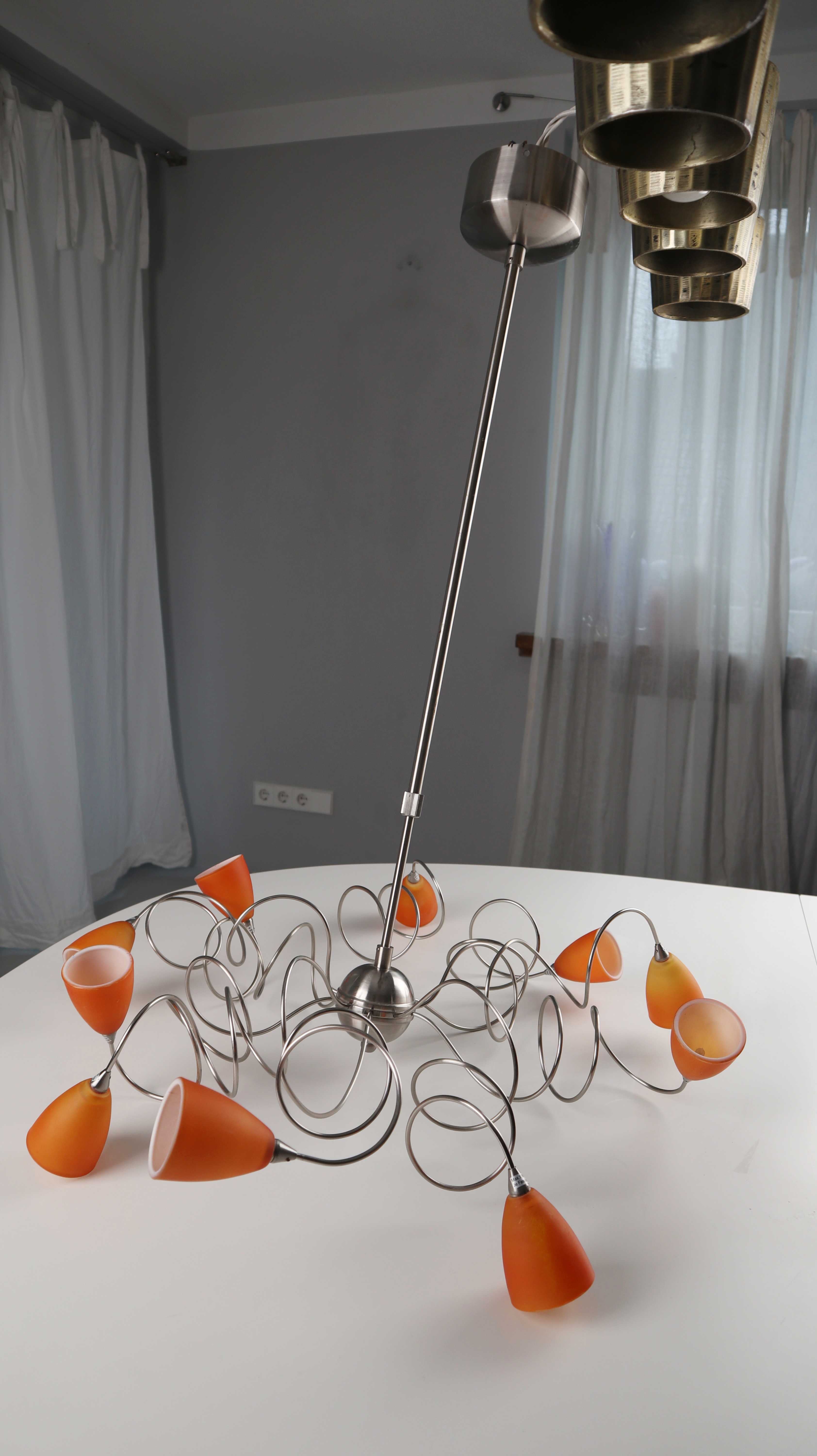 Honsel Leuchte Lampe Orange Space Age Deckenlampe Chrom 90s