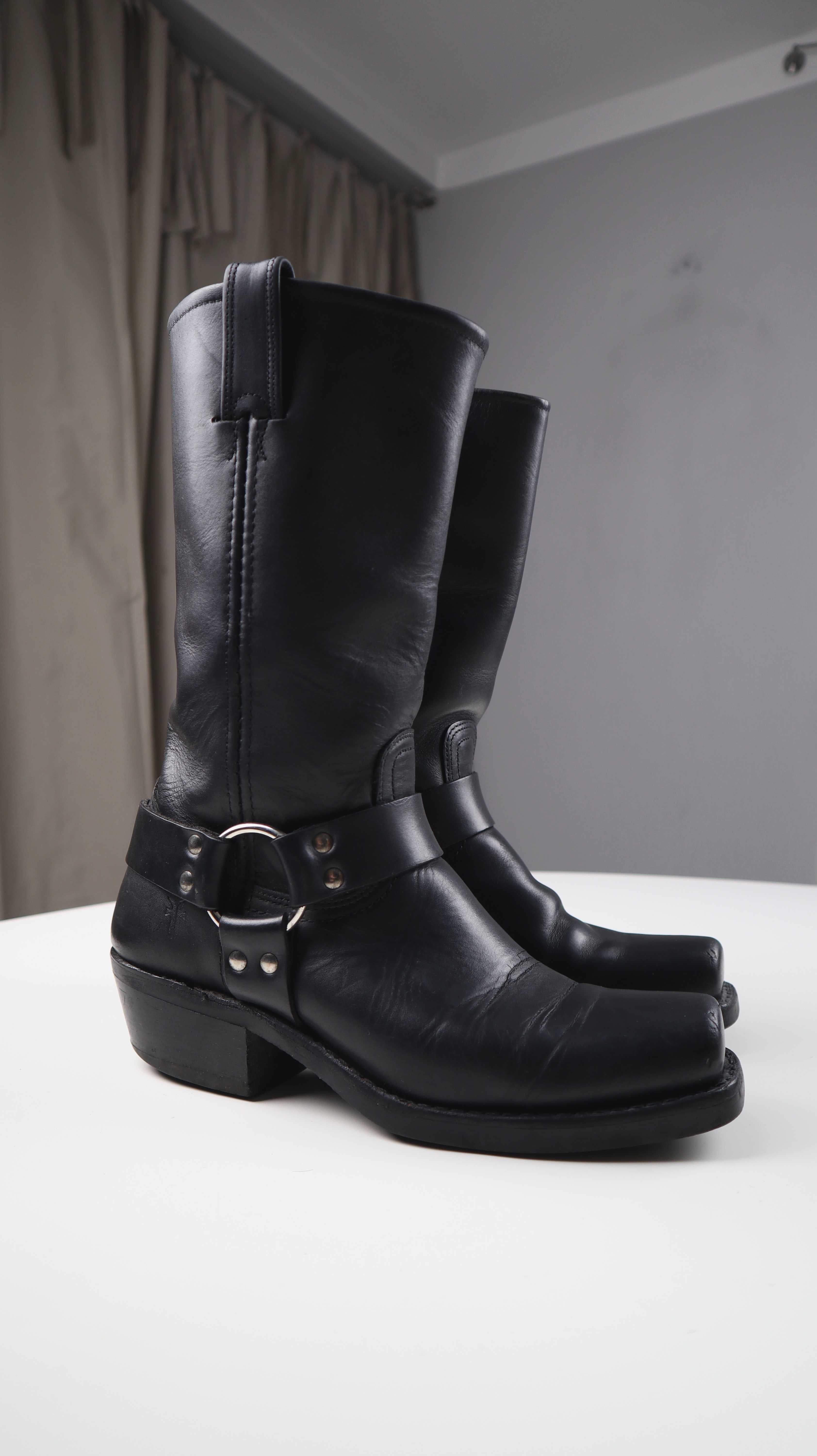 Frye Stiefel Boots schwarz 38,5 Cowboystiefel Lederstiefel Bikerboots