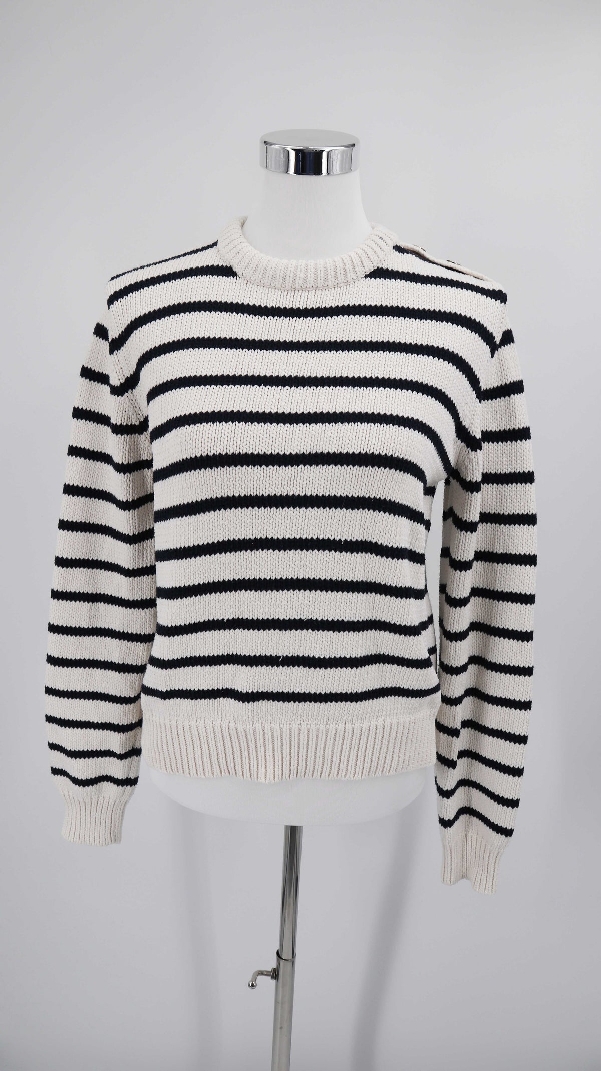Zara Pullover schwarz weiß 36 S gestreift Marine Baumwollpullover
