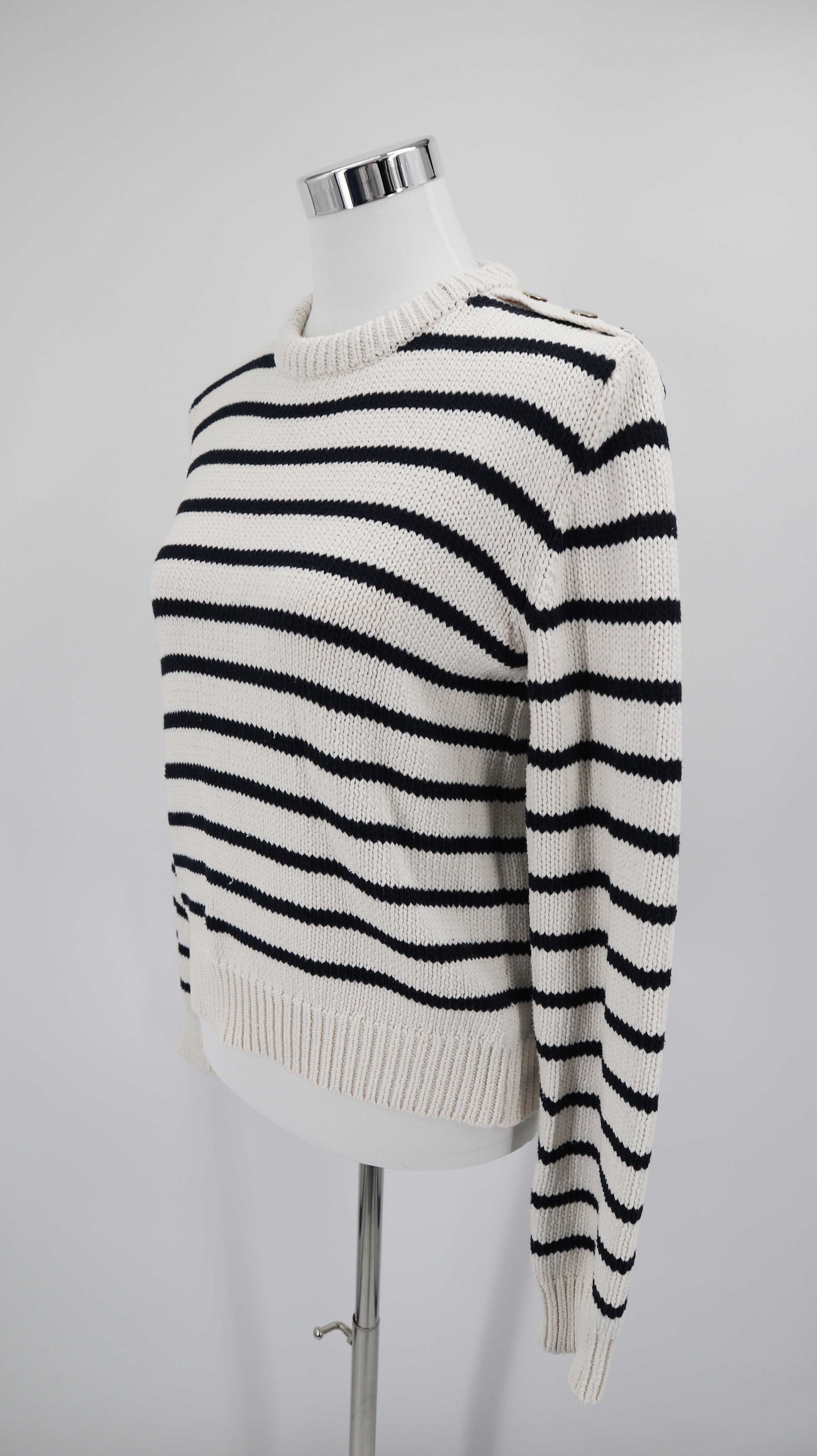 Zara Pullover schwarz weiß 36 S gestreift Marine Baumwollpullover
