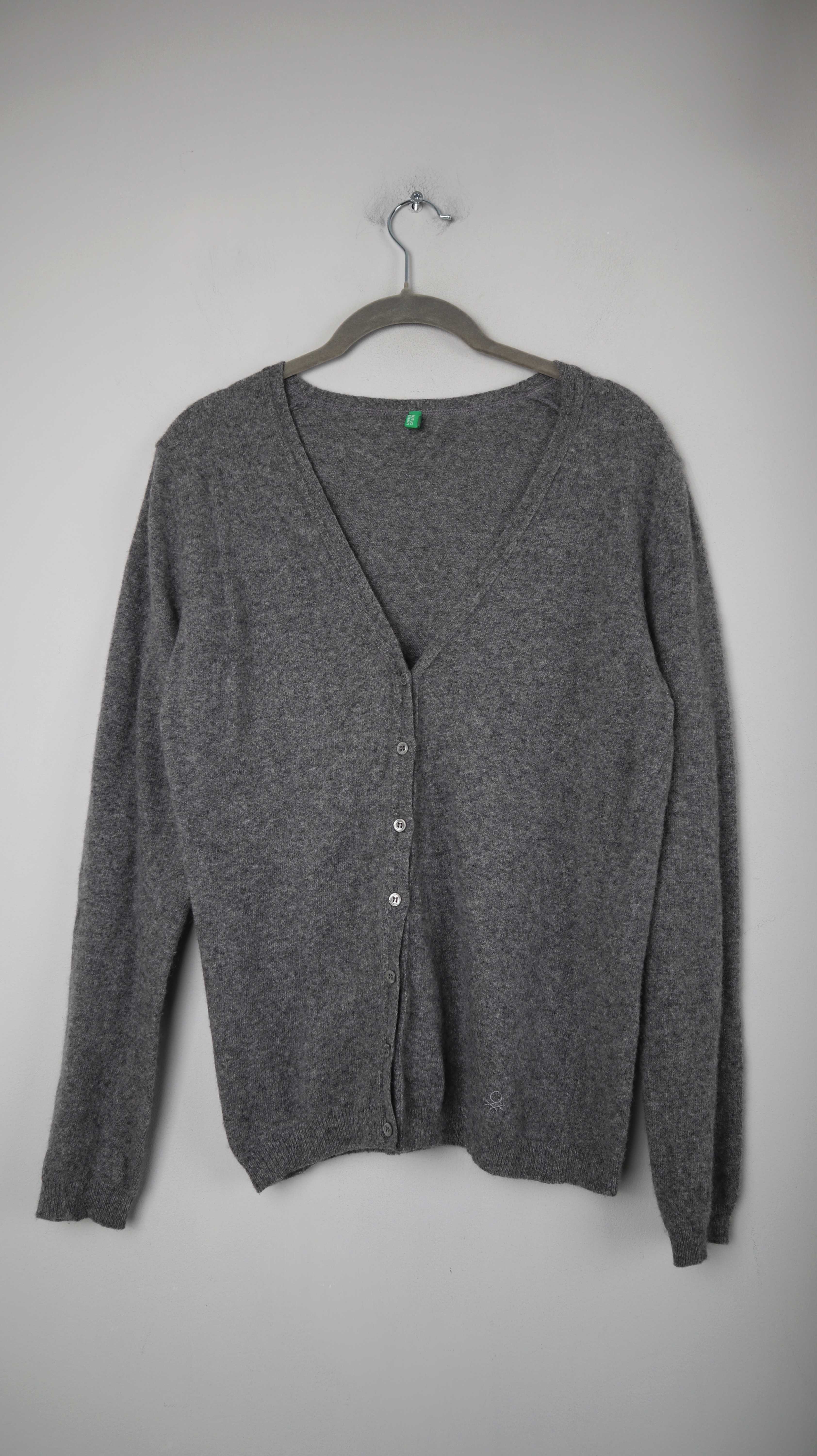 United Colors of Benetton Cardigan Grau Wolle Strickjacke 38 M Wollstrickjacke