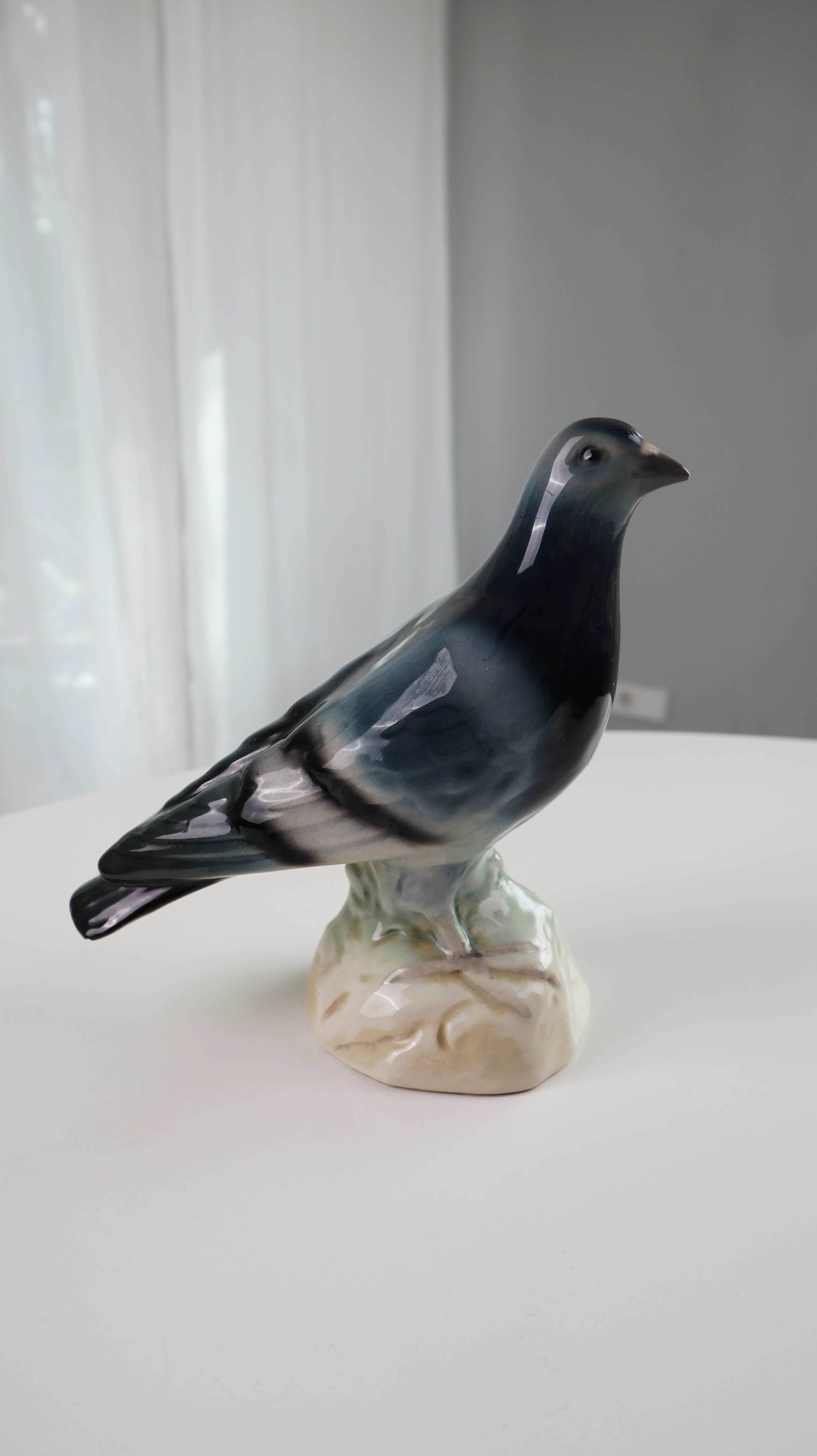 Porzellan Taube Blau Grau mid century Porzellantaube