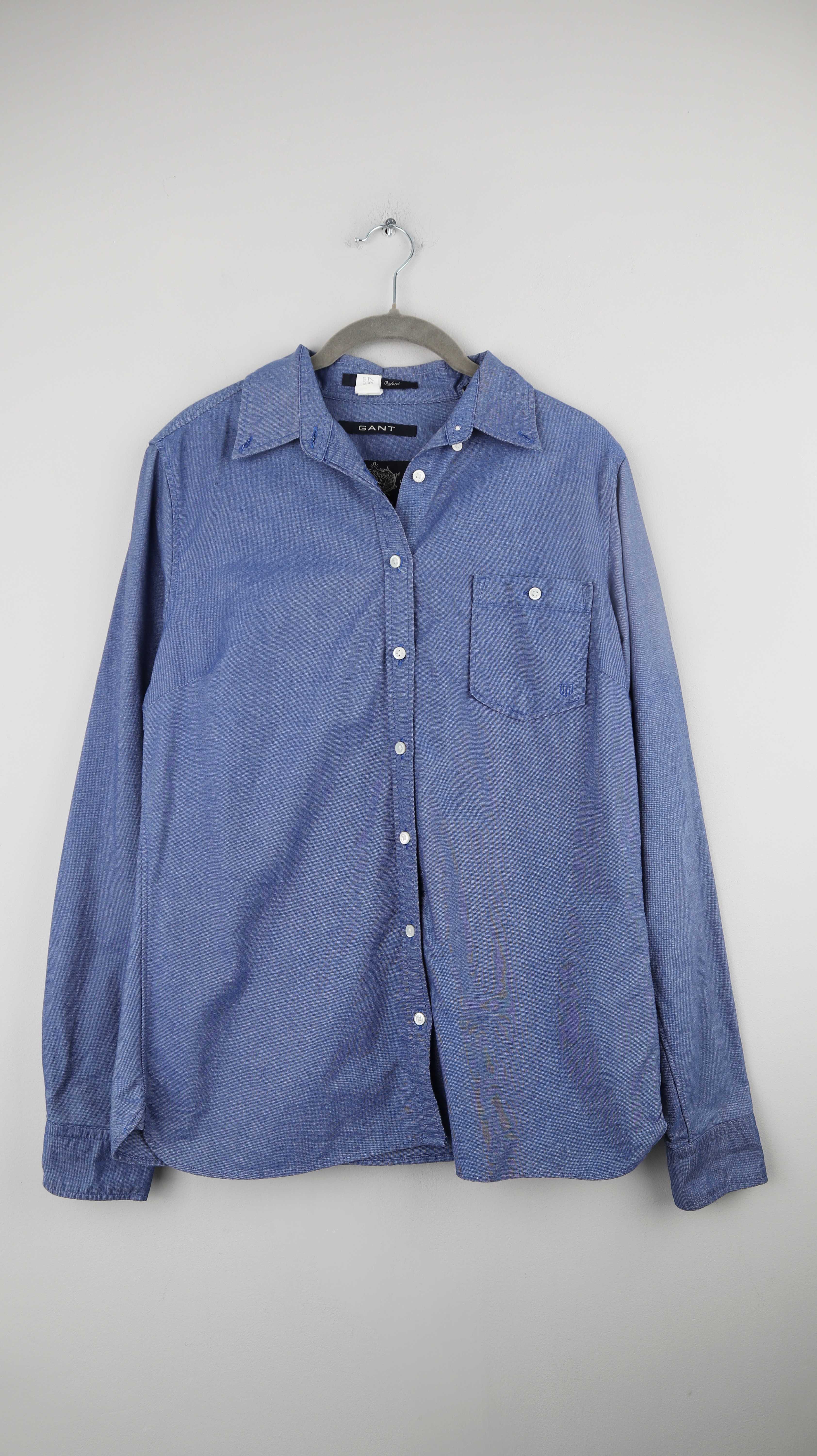 Gant Hemd Bluse Shirt Blau einfarbig Langarm 38 M einfarbig