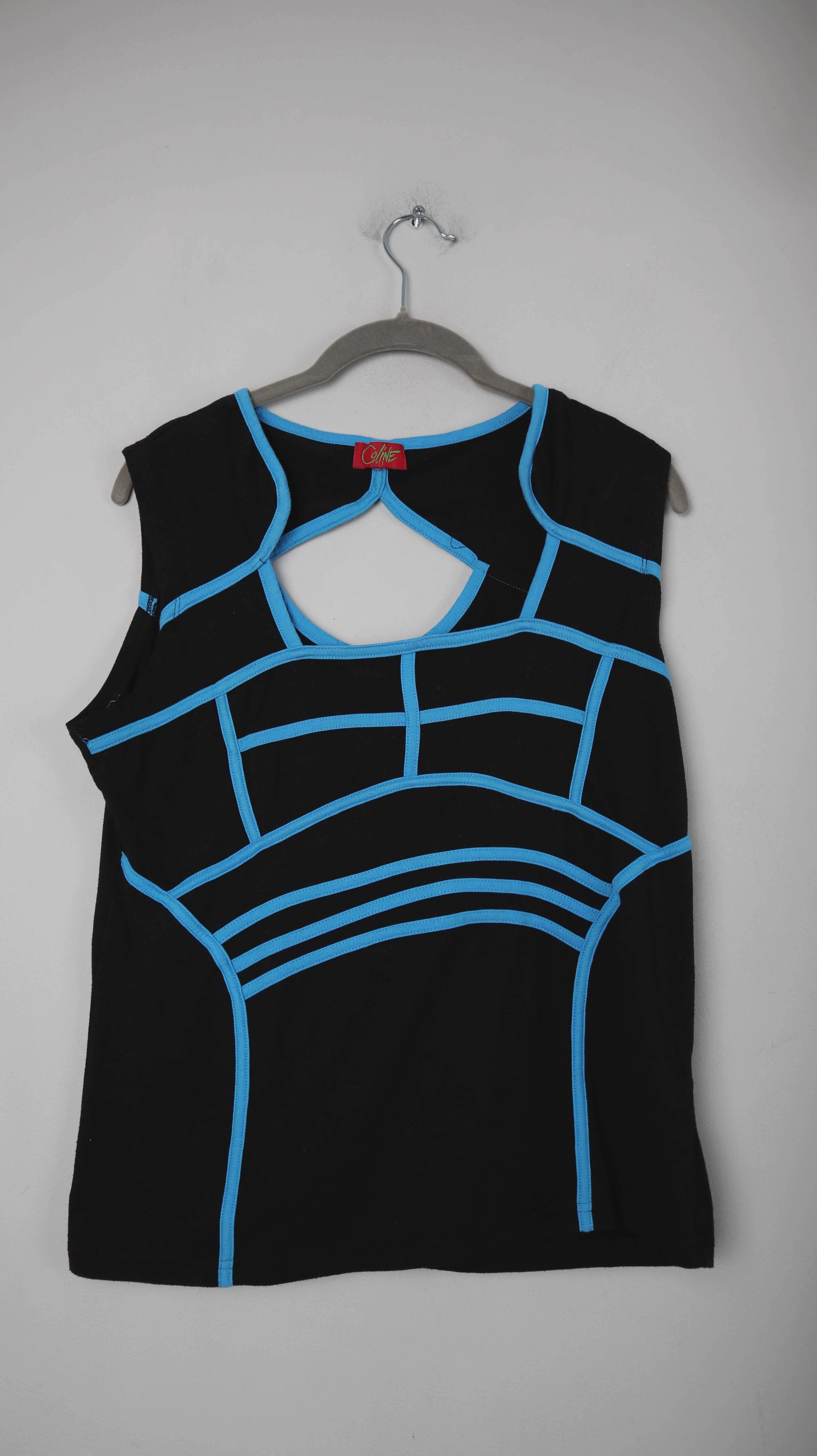 Coline Top Shirt schwarz Blau 90s Achselshirt geometrisch