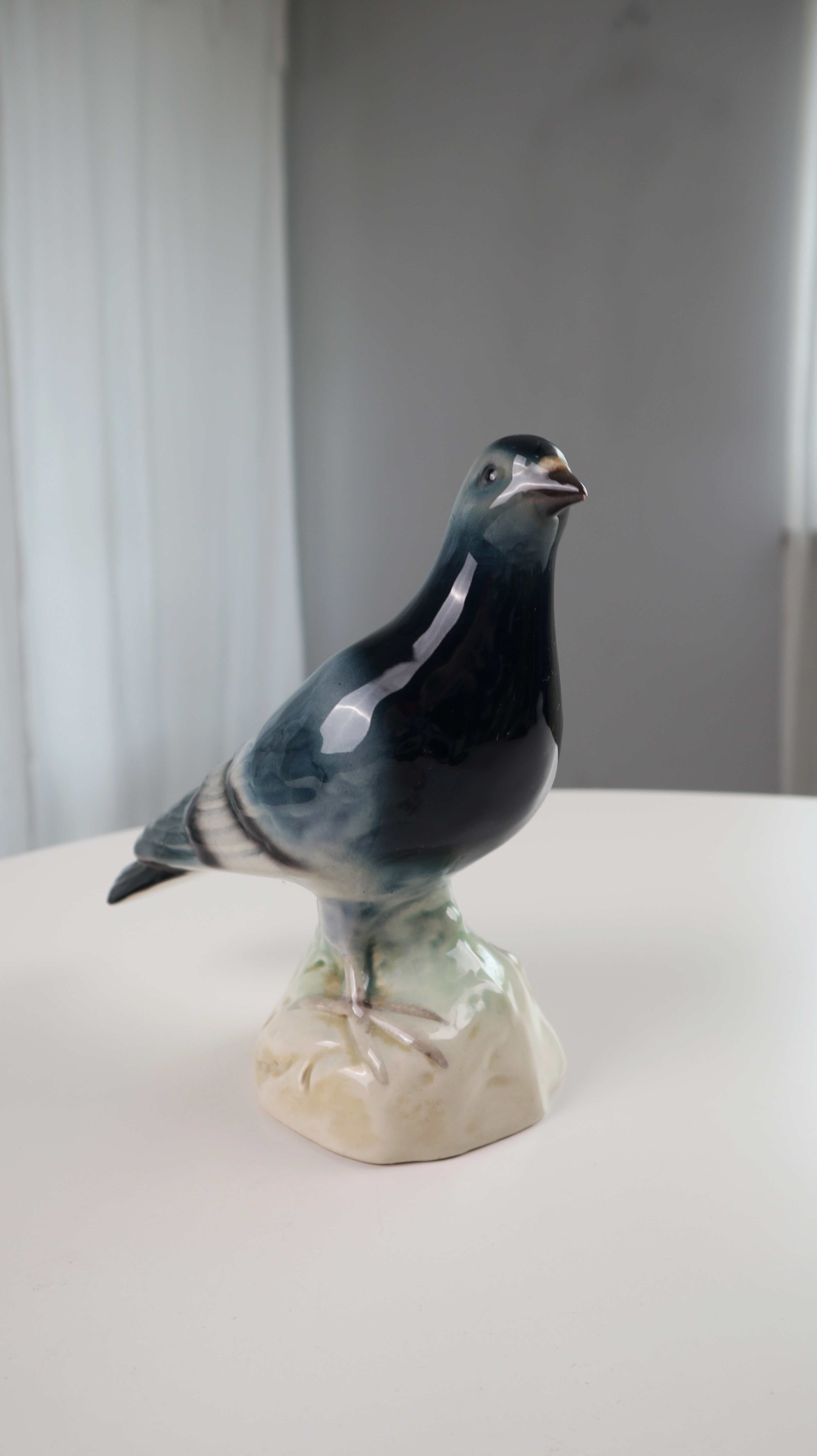 Porzellan Taube Blau Grau mid century Porzellantaube