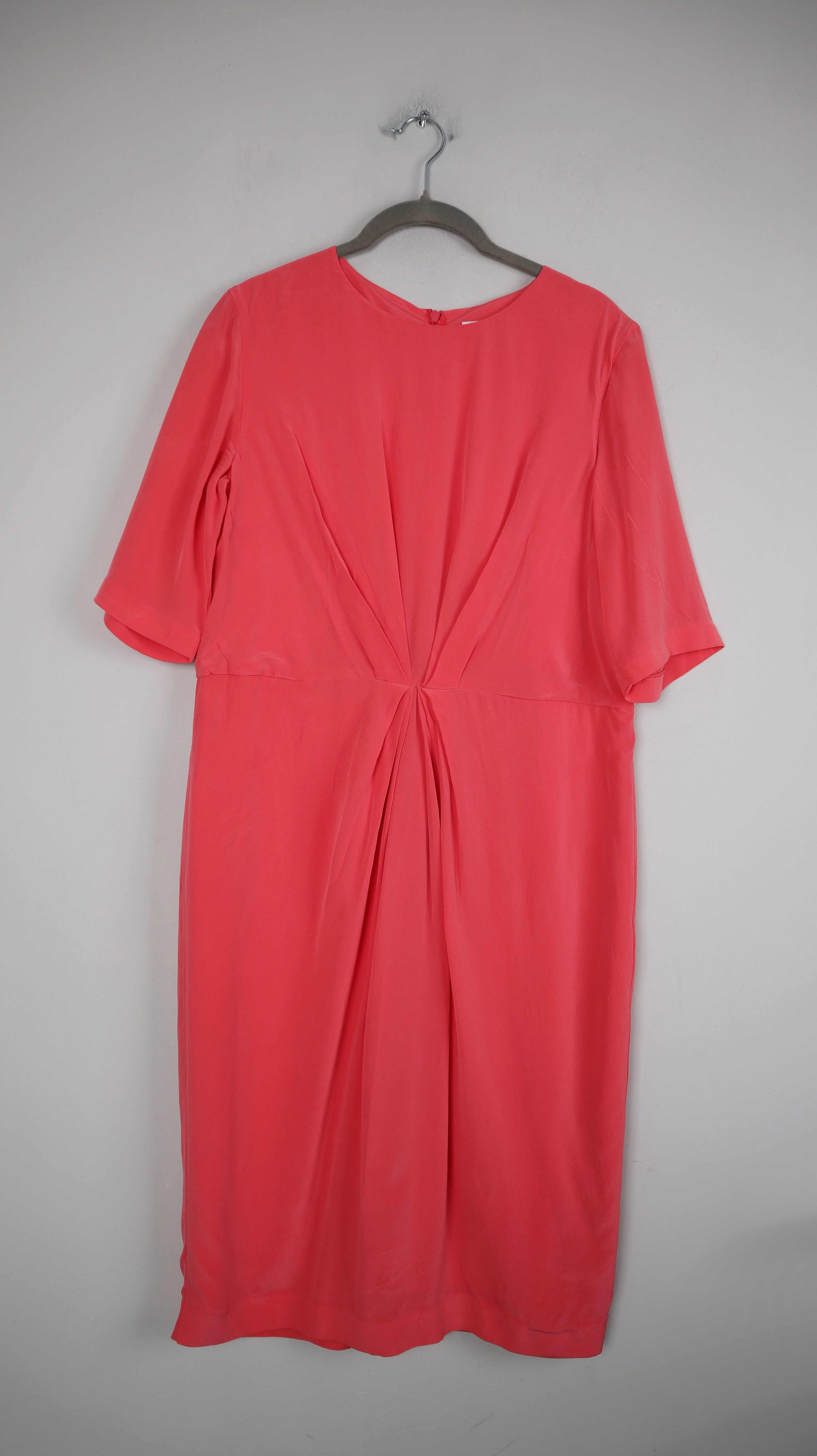 L.K. Bennett Kleid Seidenkleid Koralle 40 L Midi Sommerkleid Seide