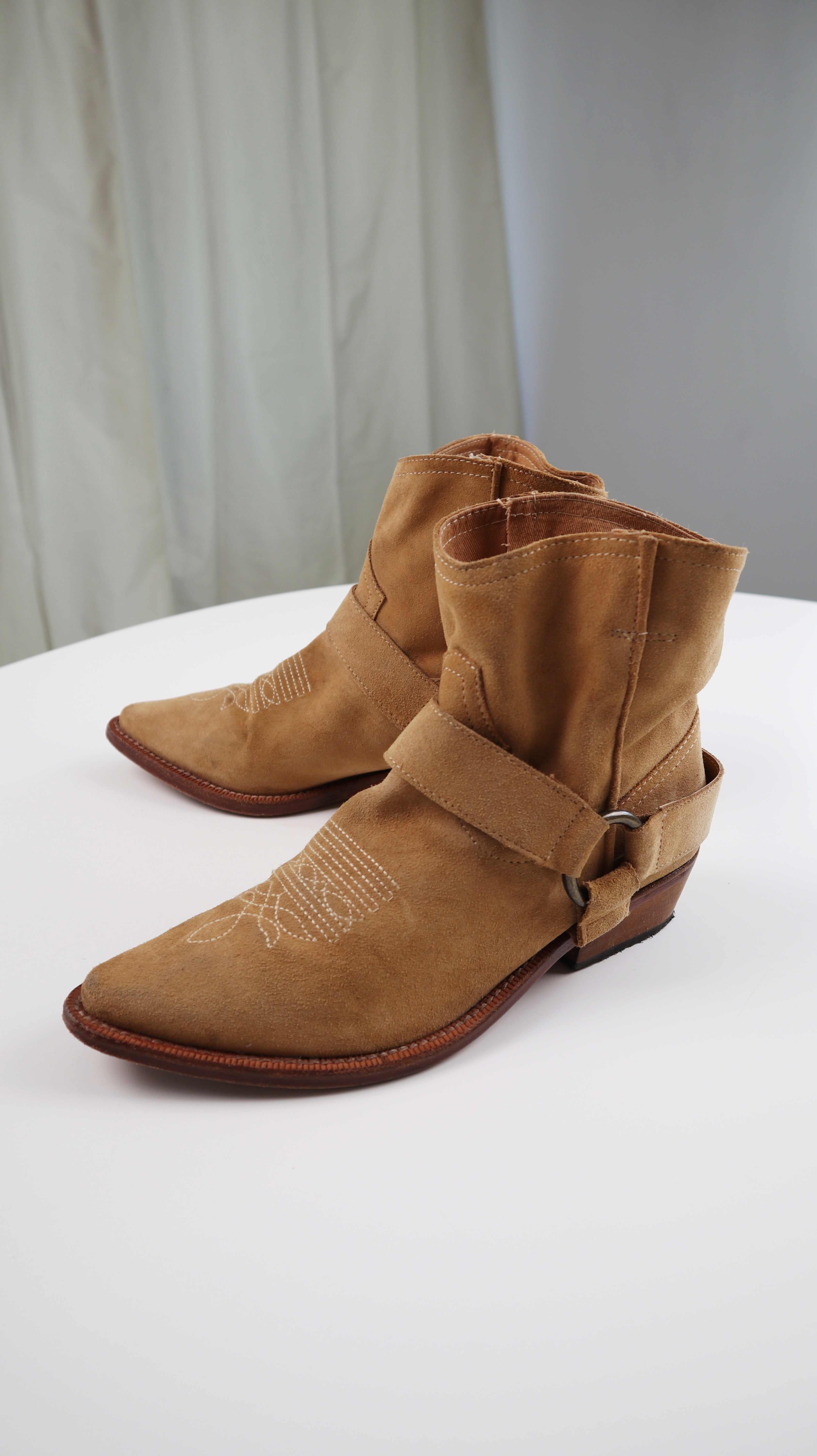 Mango Stiefeletten braun Wildleder 40 Pistol Boots Cowboystiefel spitz