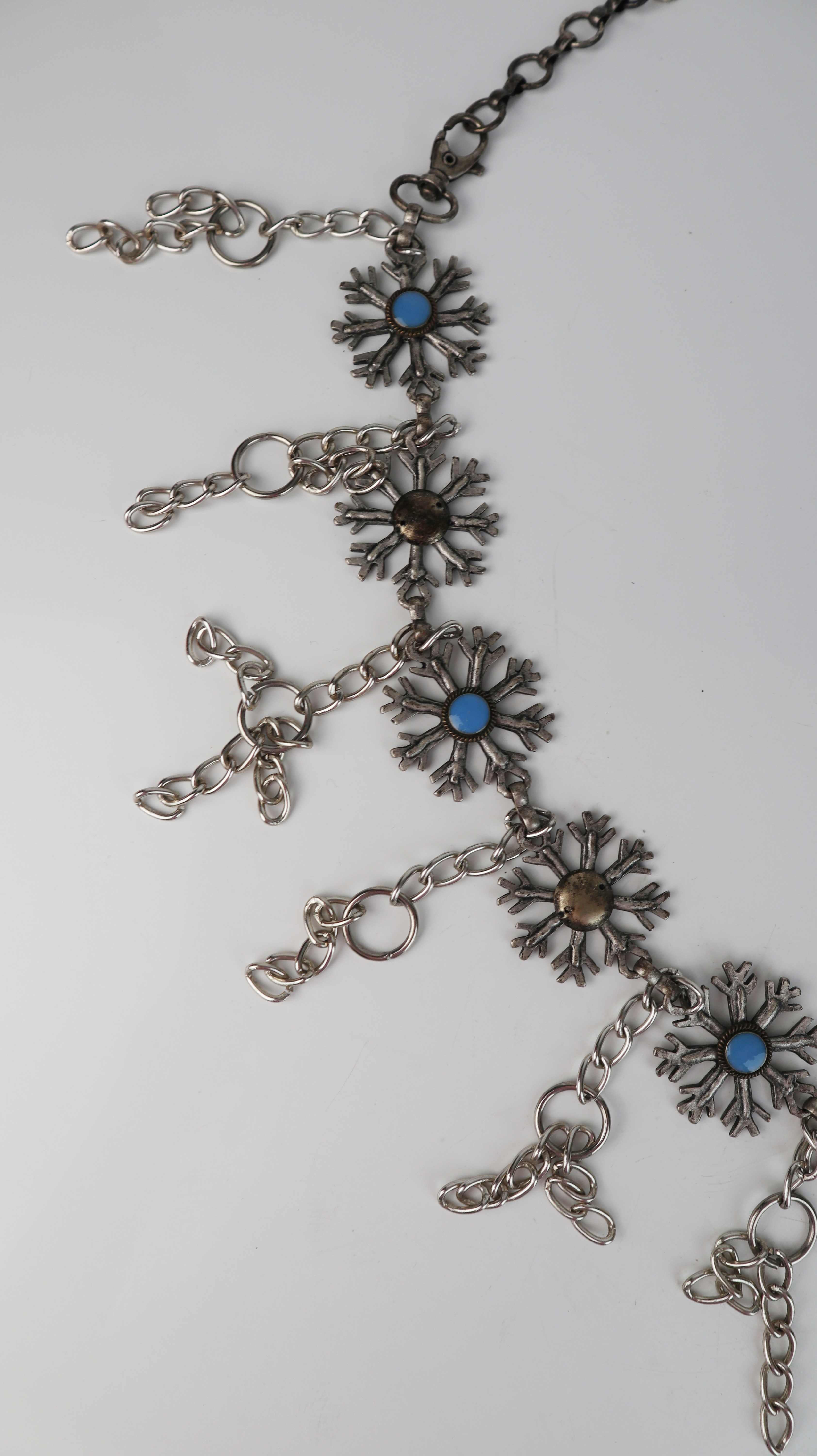 Gürtel true Vintage silber blau Schneeflocke Taillengürtel Frozen