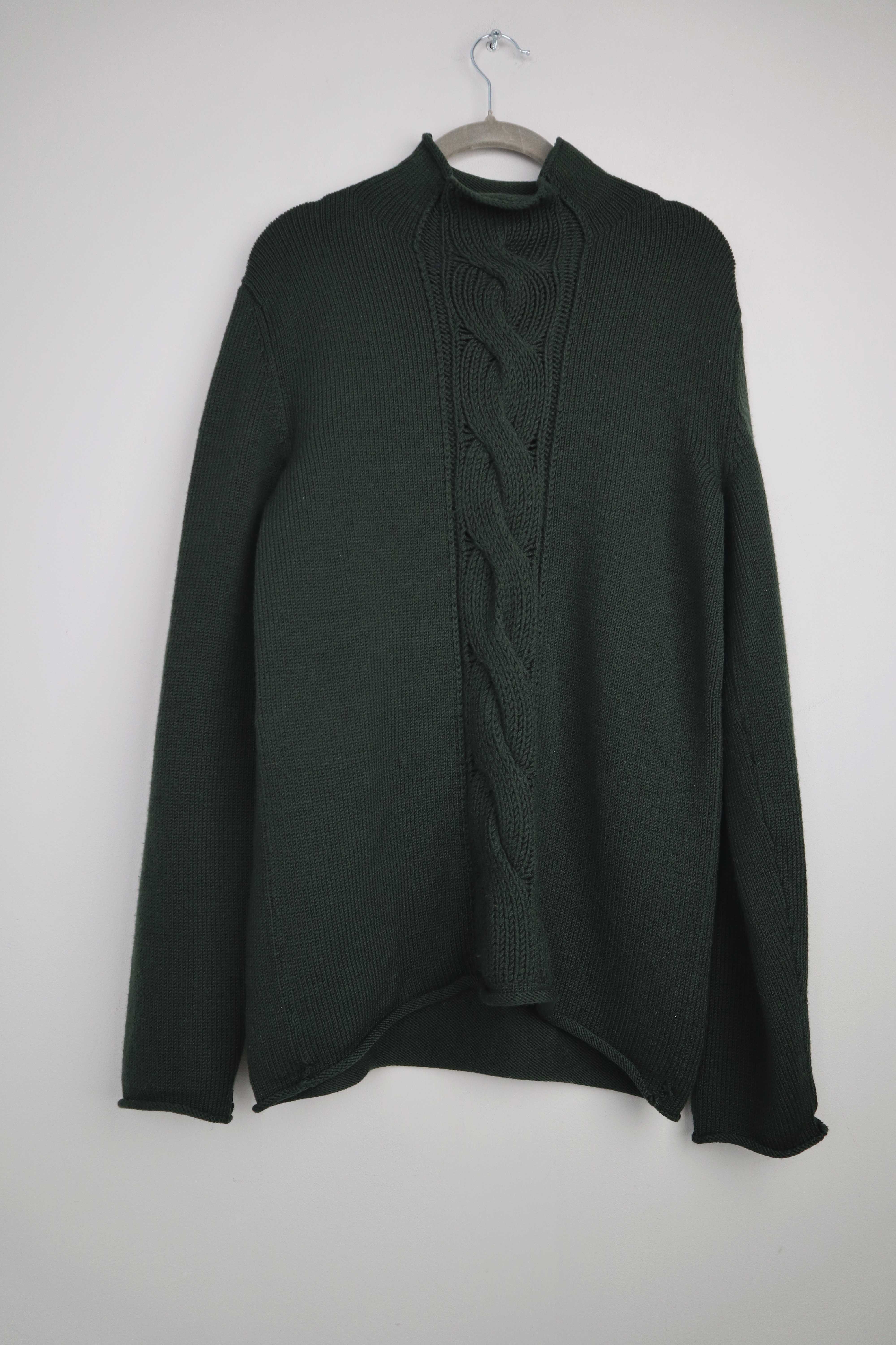 Armani Pullover Grün dunkelgrün Wollpullover Strickpullover Zopfmuster 50 made in italy