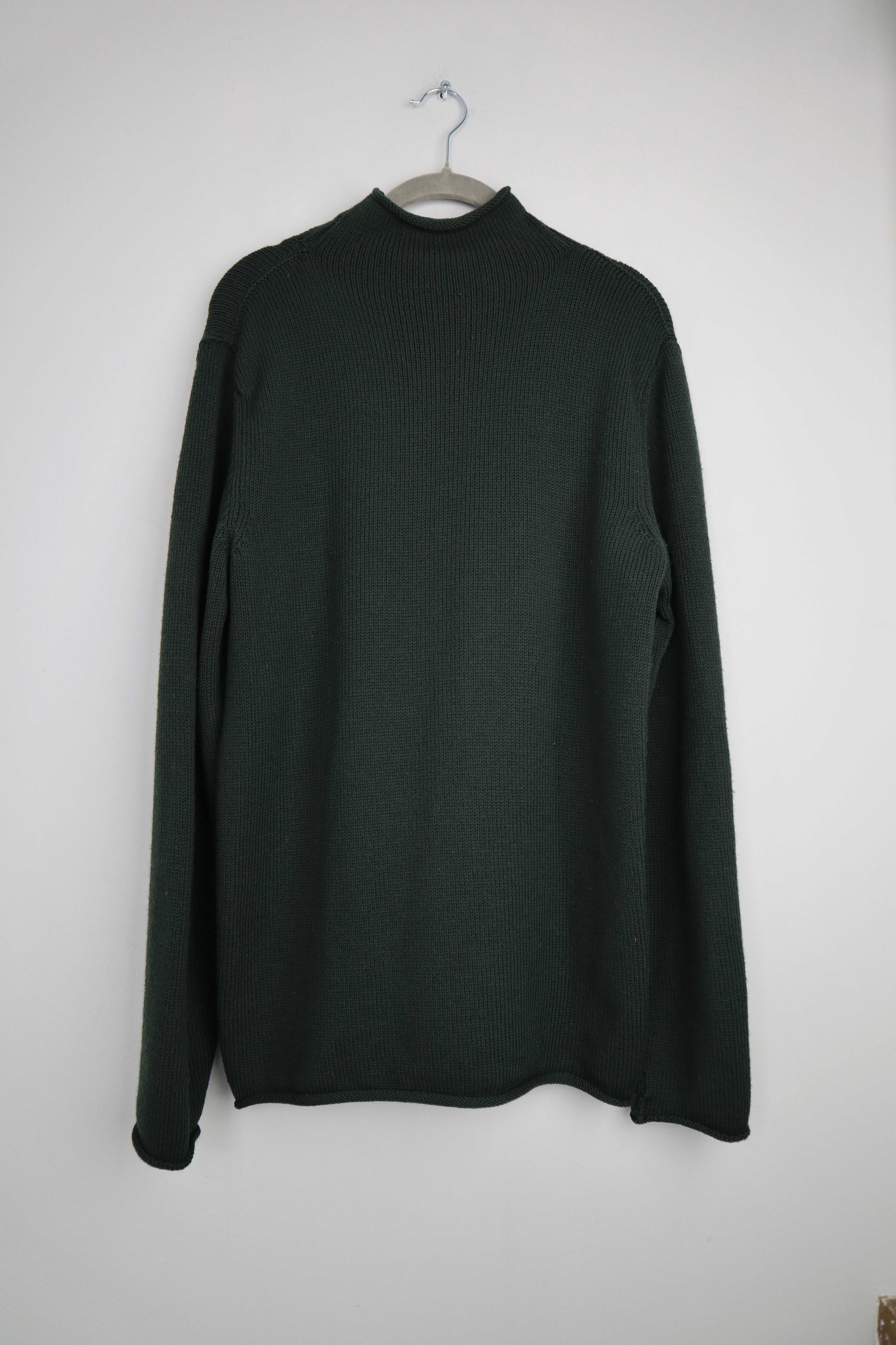 Armani Pullover Grün dunkelgrün Wollpullover Strickpullover Zopfmuster 50 made in italy