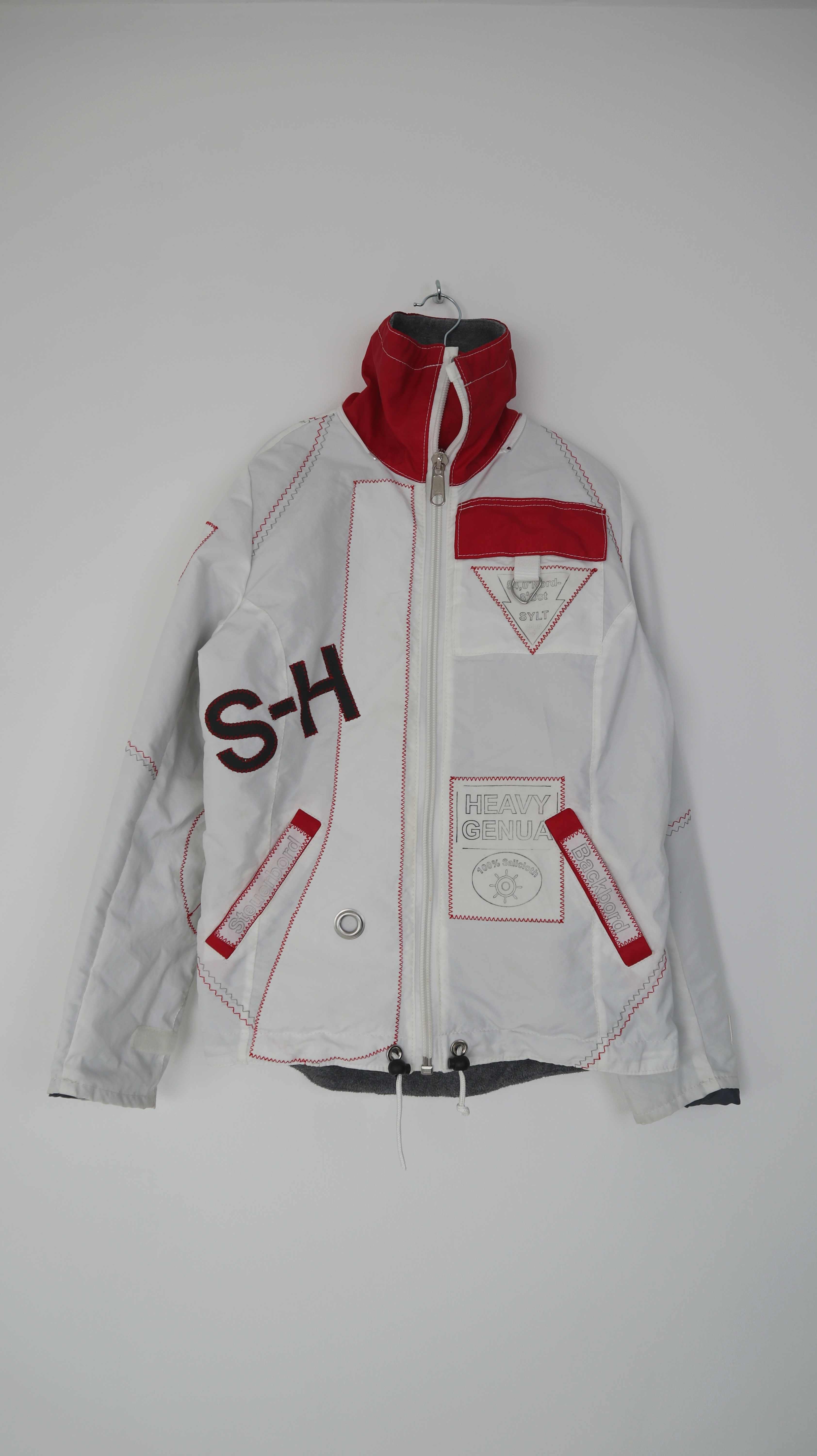 Handmade Segeltuchjacke Segeljacke 38 M rot weiß Sylt Edition