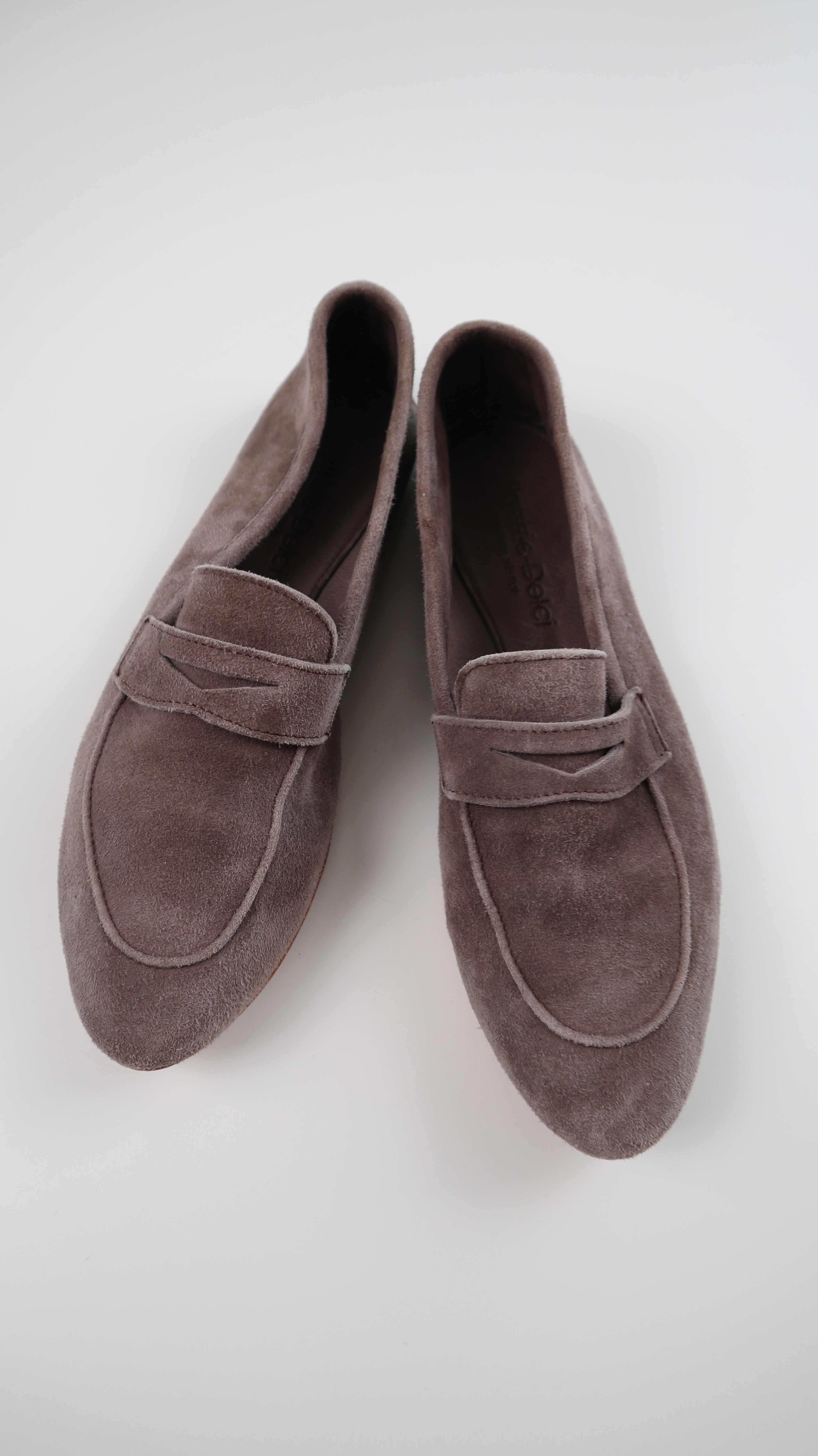 Patrizio Dolci Slipper Wildleder braun Taupe 39 Loafer Mokassins Halbschuhe