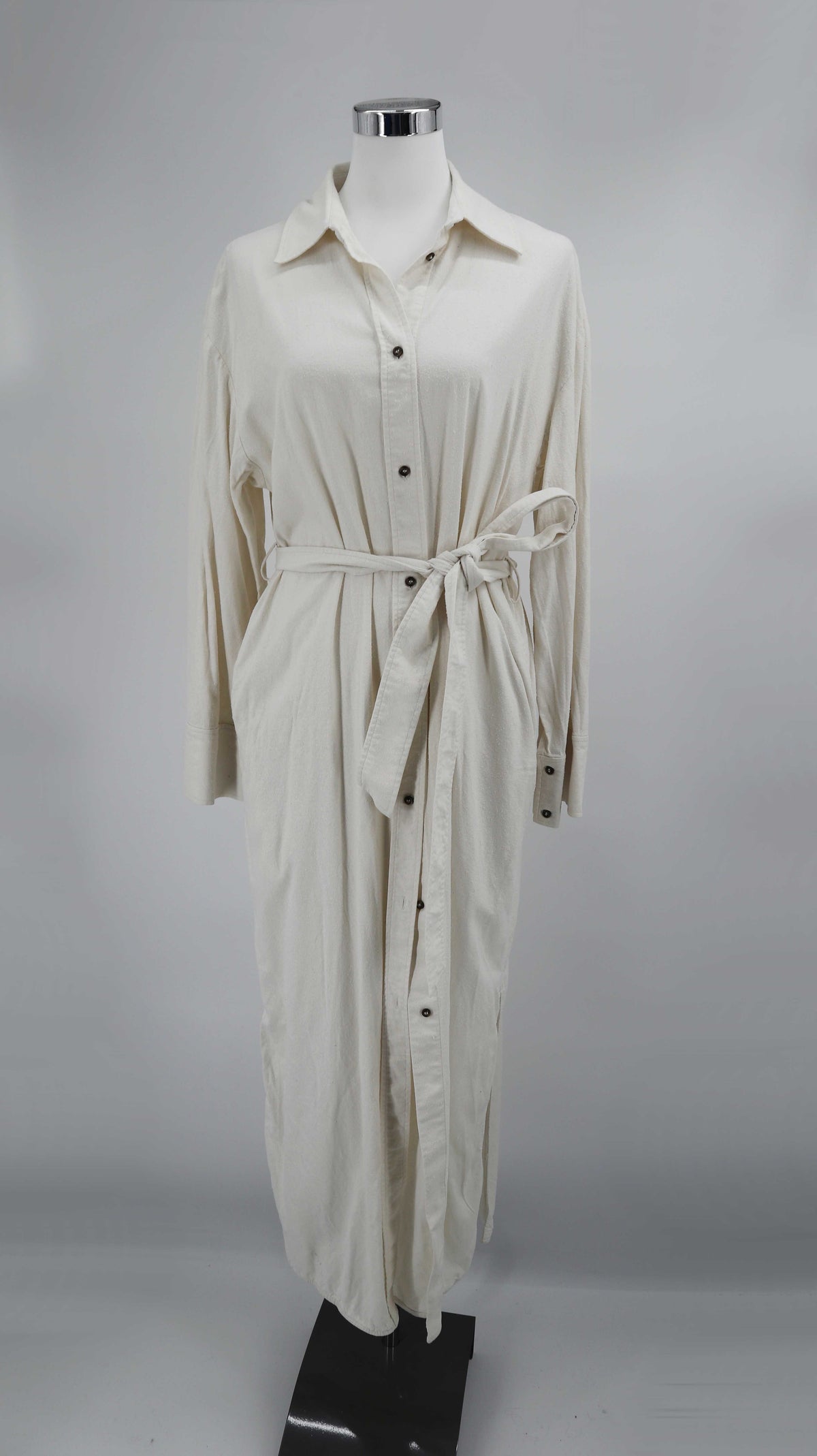 H&M Kleid weiß Seide Maxikleid Seidenkleid 38 M Creme Blusenkleid Edition