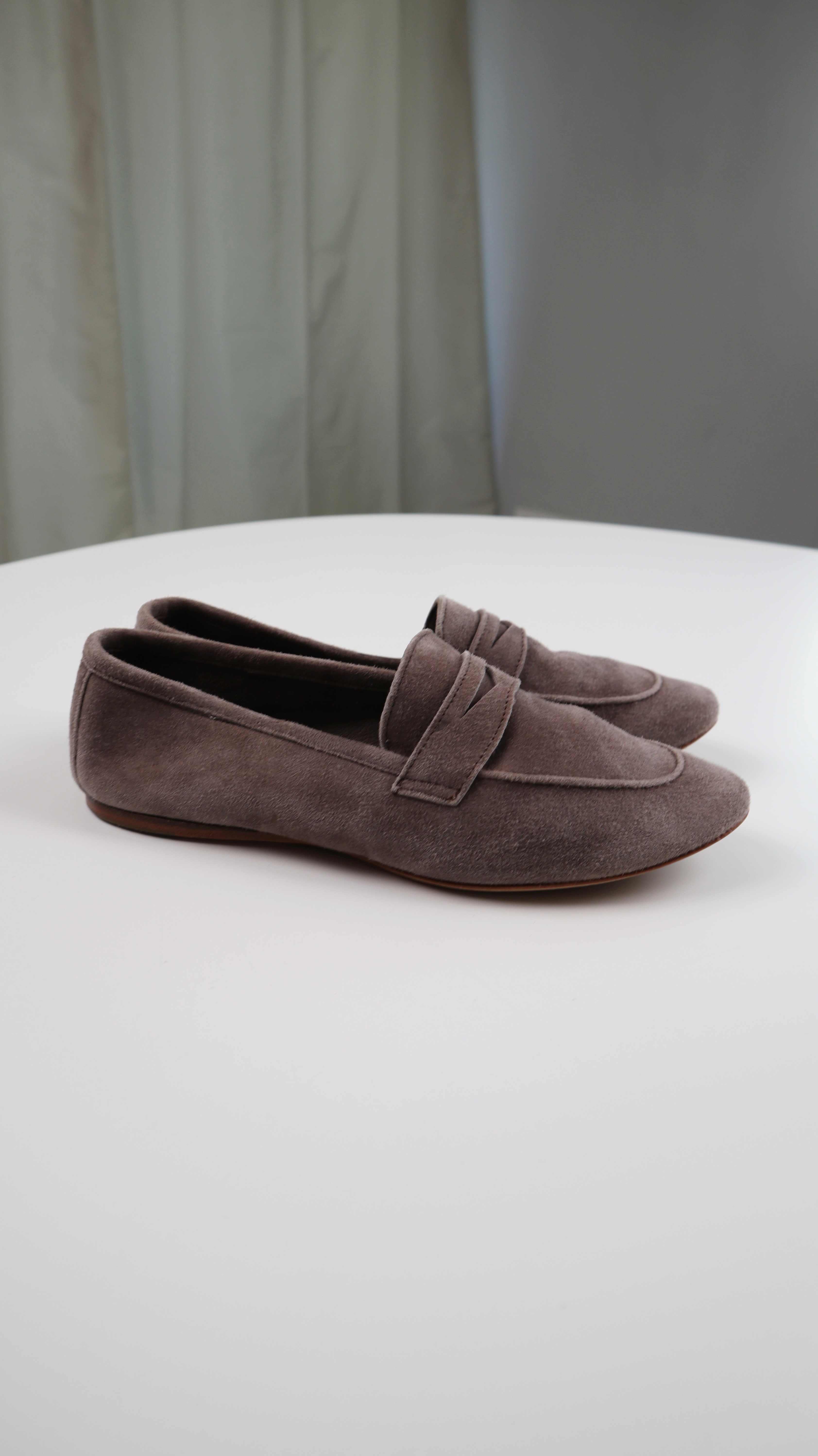 Patrizio Dolci Slipper Wildleder braun Taupe 39 Loafer Mokassins Halbschuhe