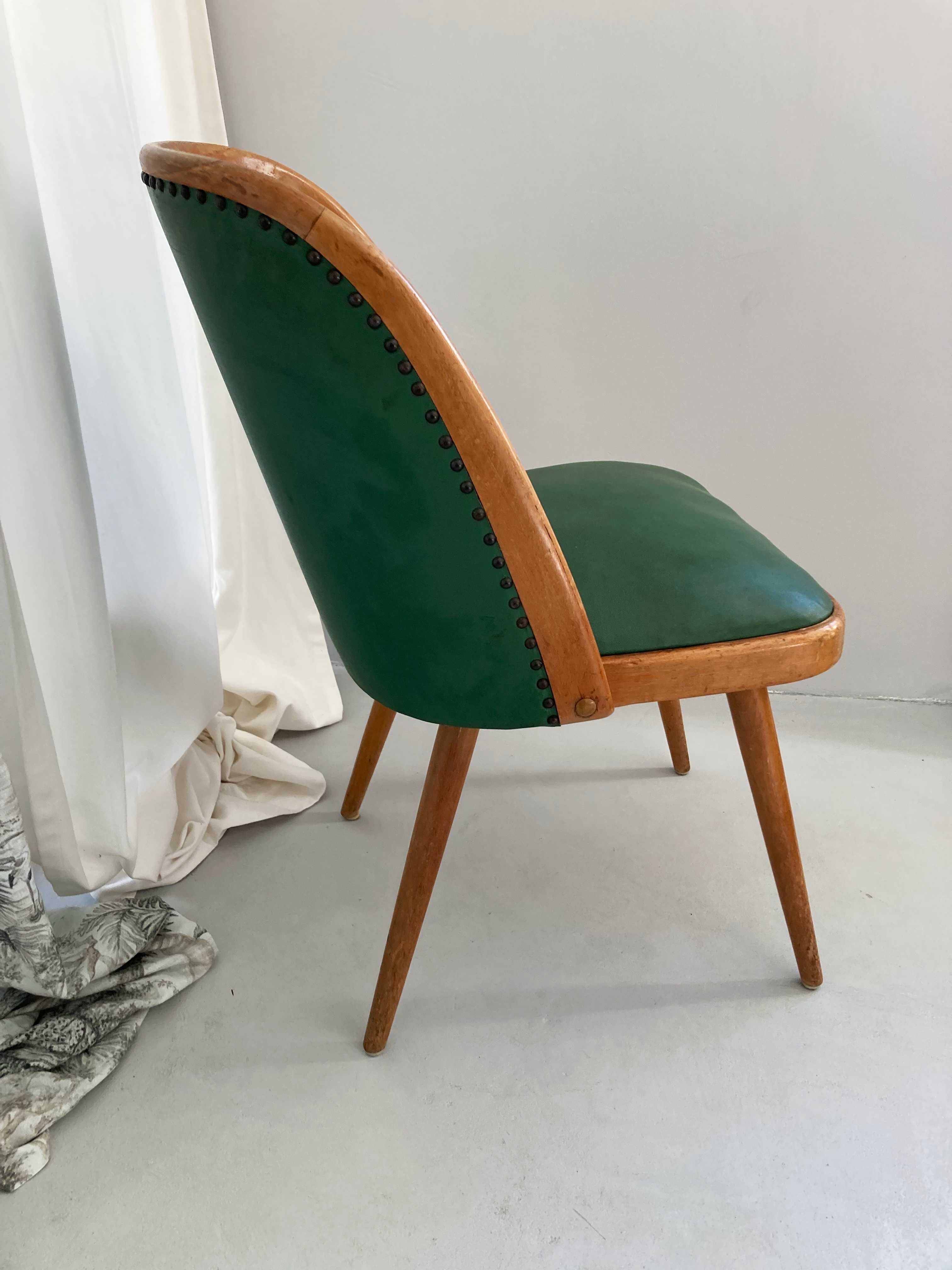 Cocktailstuhl Sessel Grün Lederstuhl genietet 50er Dunkelgrün Stuhl Holzstuhl