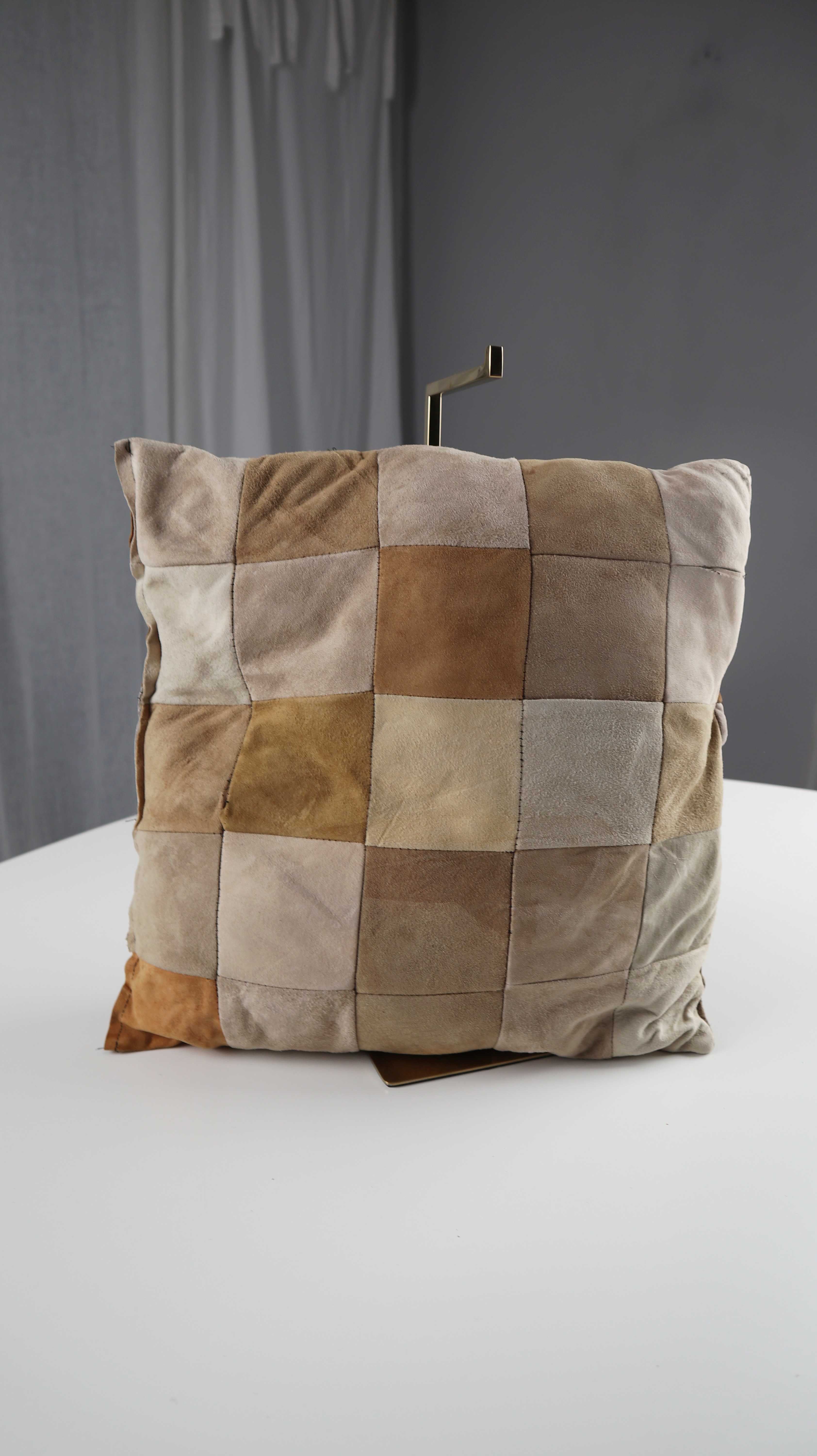 Kissen Lederkissen Wildleder braun kariert 70er