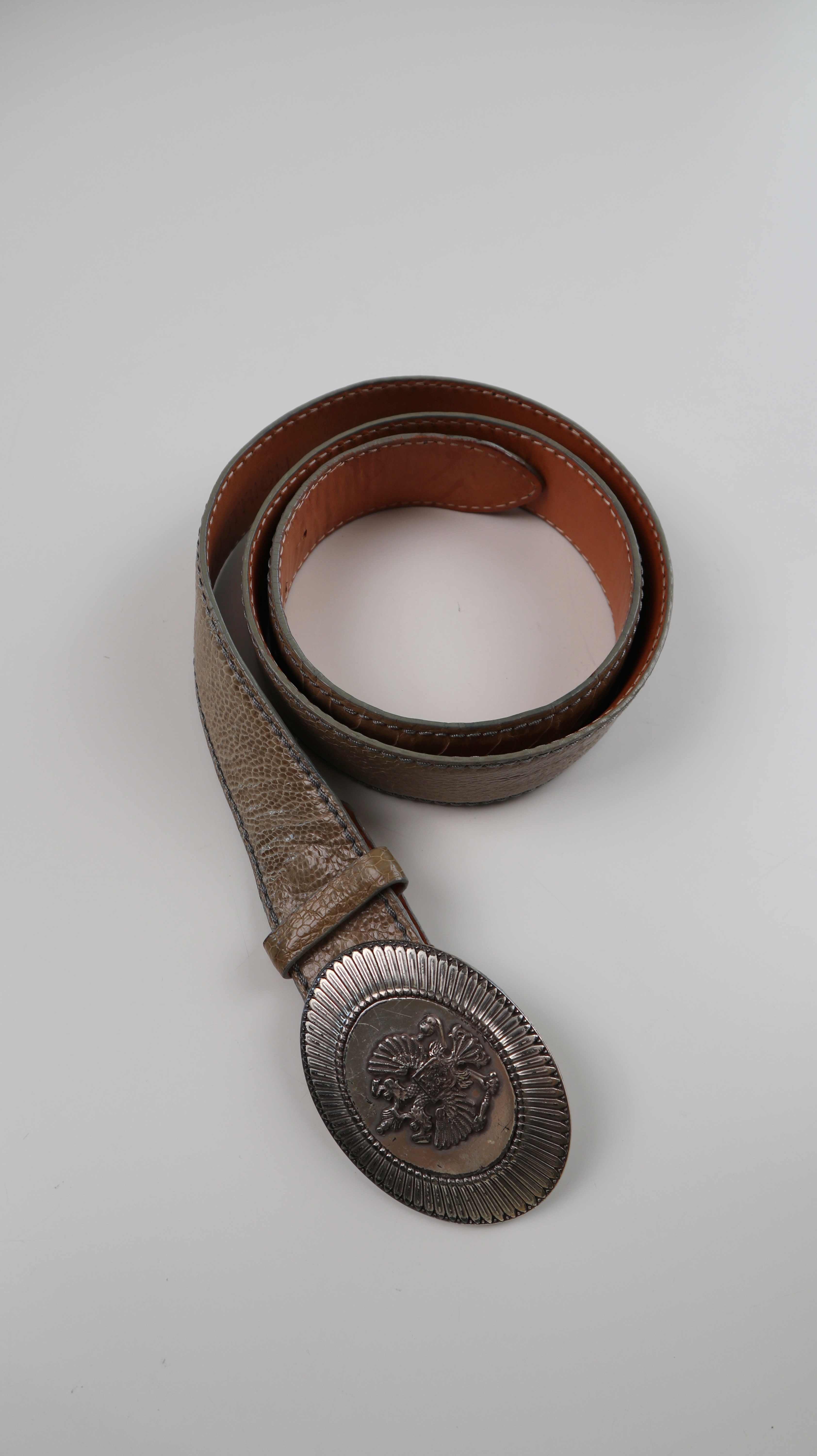 Ostrich Gürtel Ledergürtel Schnalle braun Adler Wappen Emblem