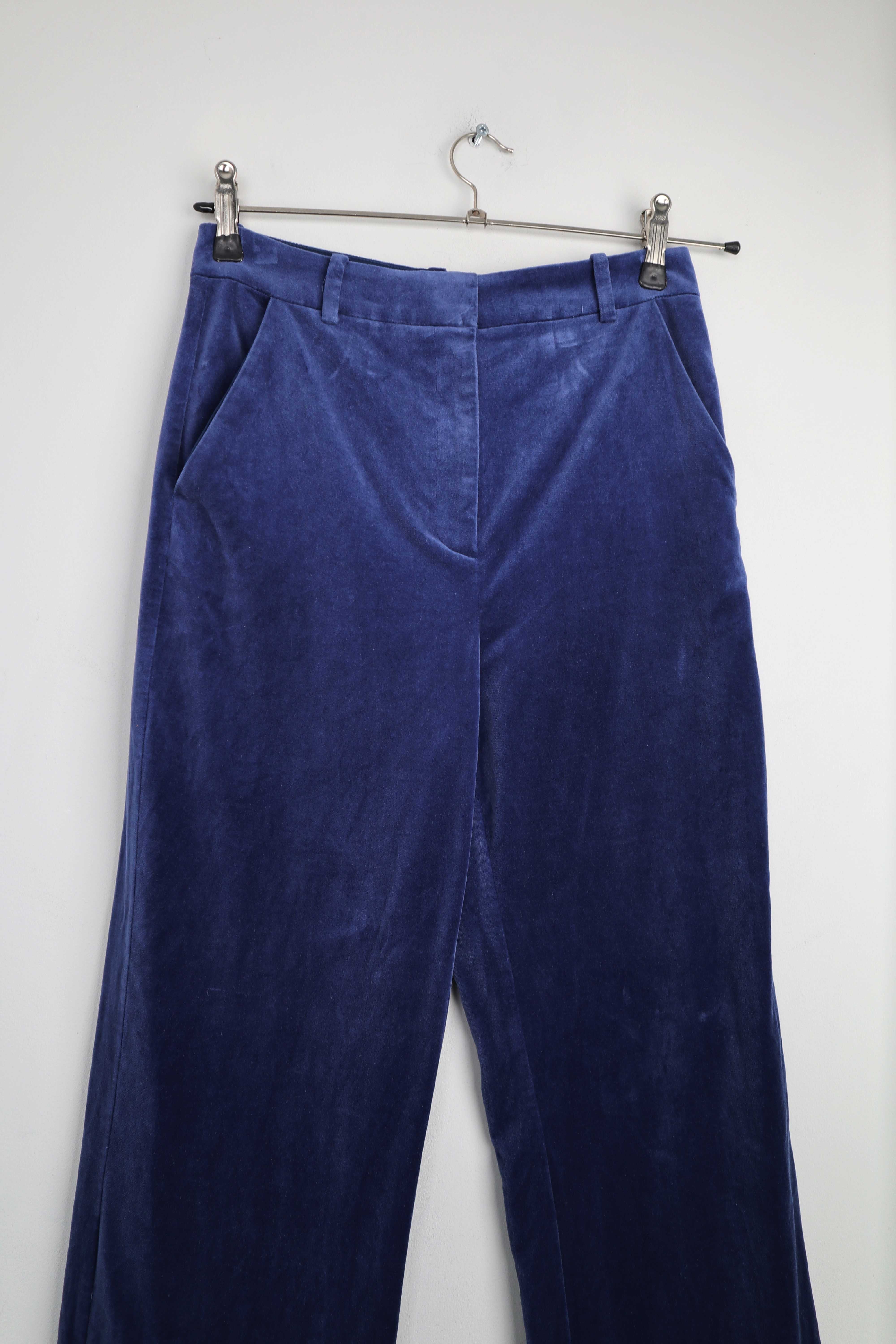 &other stories Hose Samthose Blau Velvet 38 M Dunkelblau geschlitzt Hose