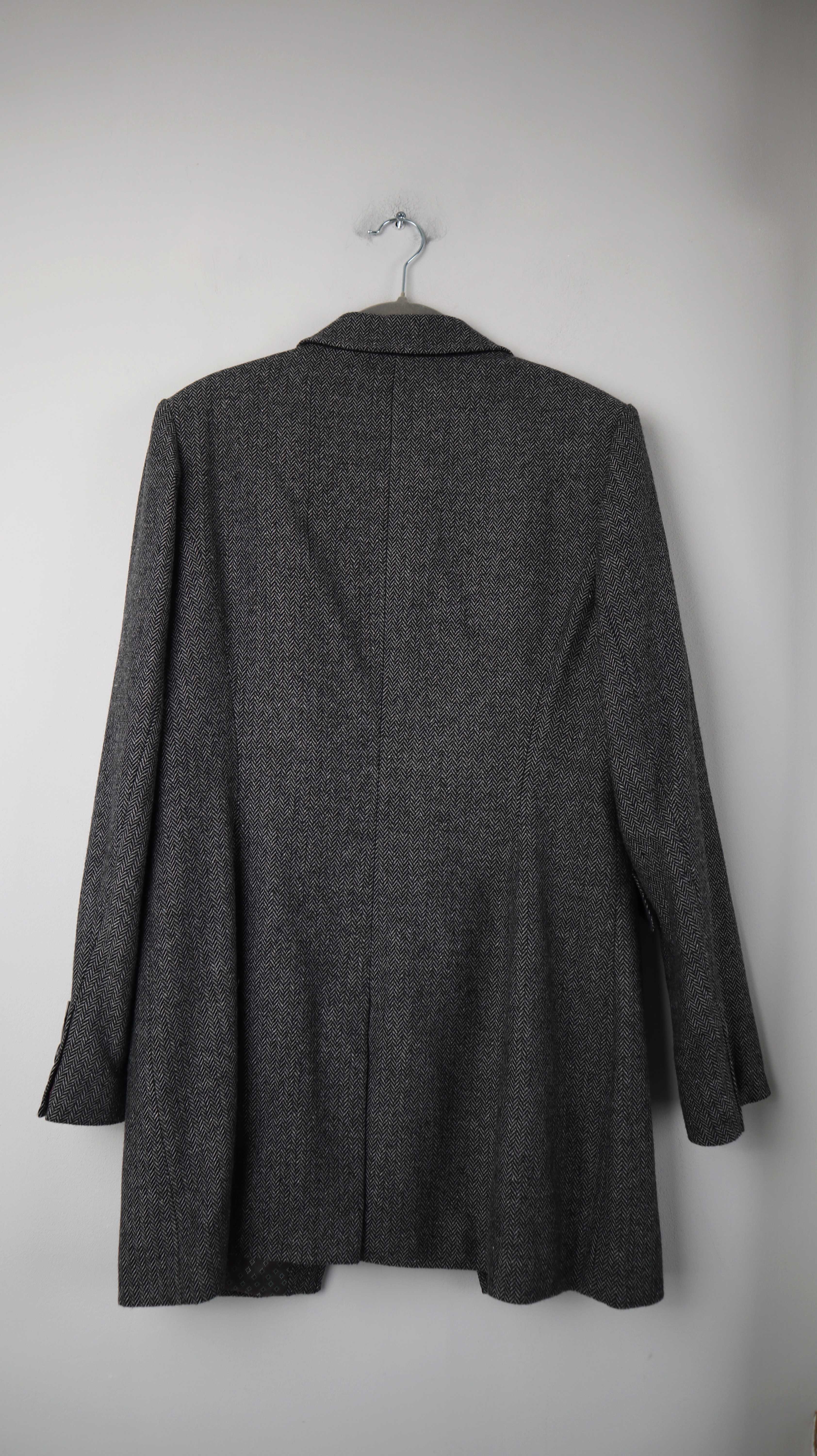 White Label Blazer Grau lang Jacke 38 M Wolle Wollblazer