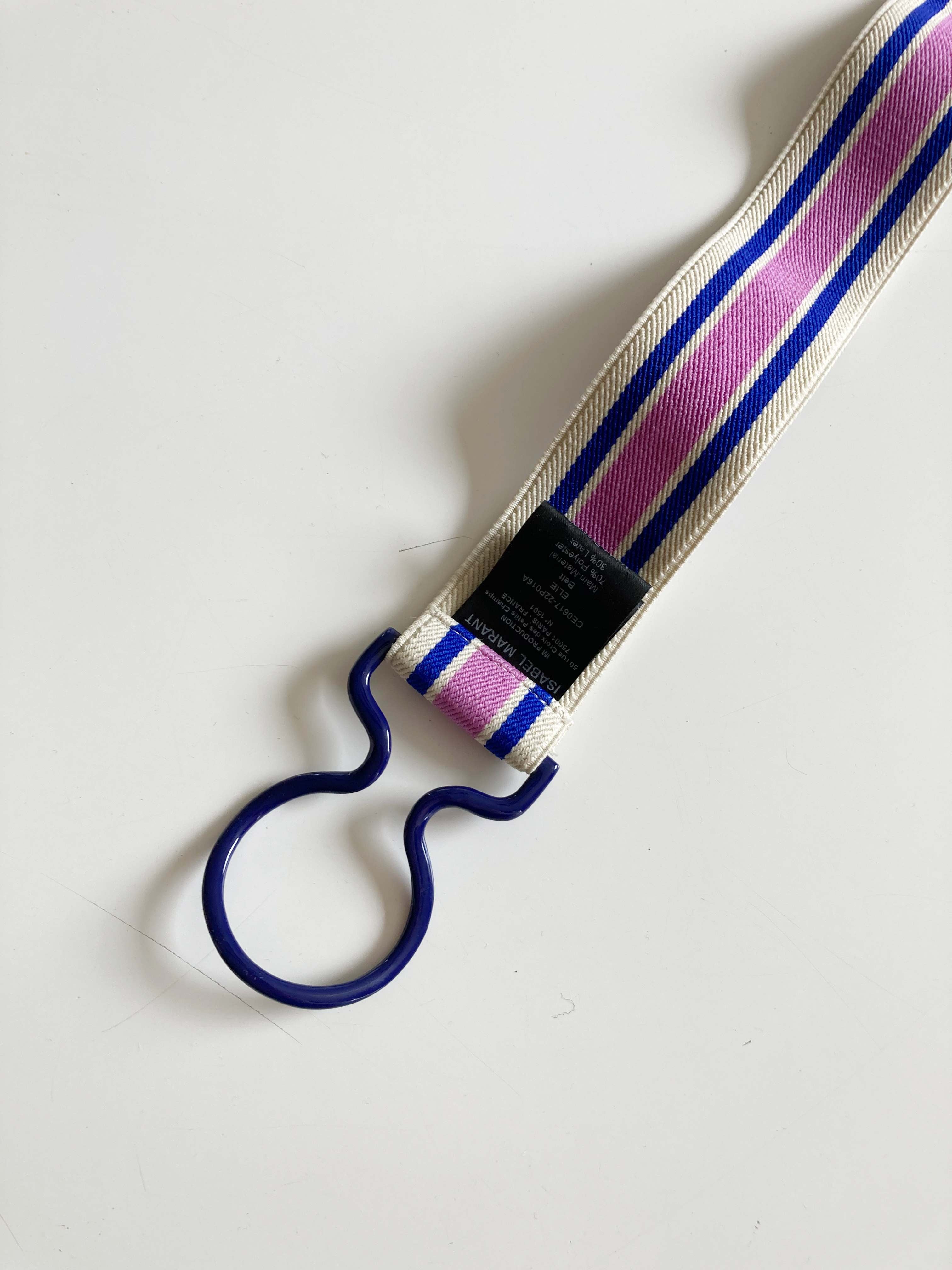 Isabel Marant Gürtel Talliengürtel Gummizug lila blau creme Belt