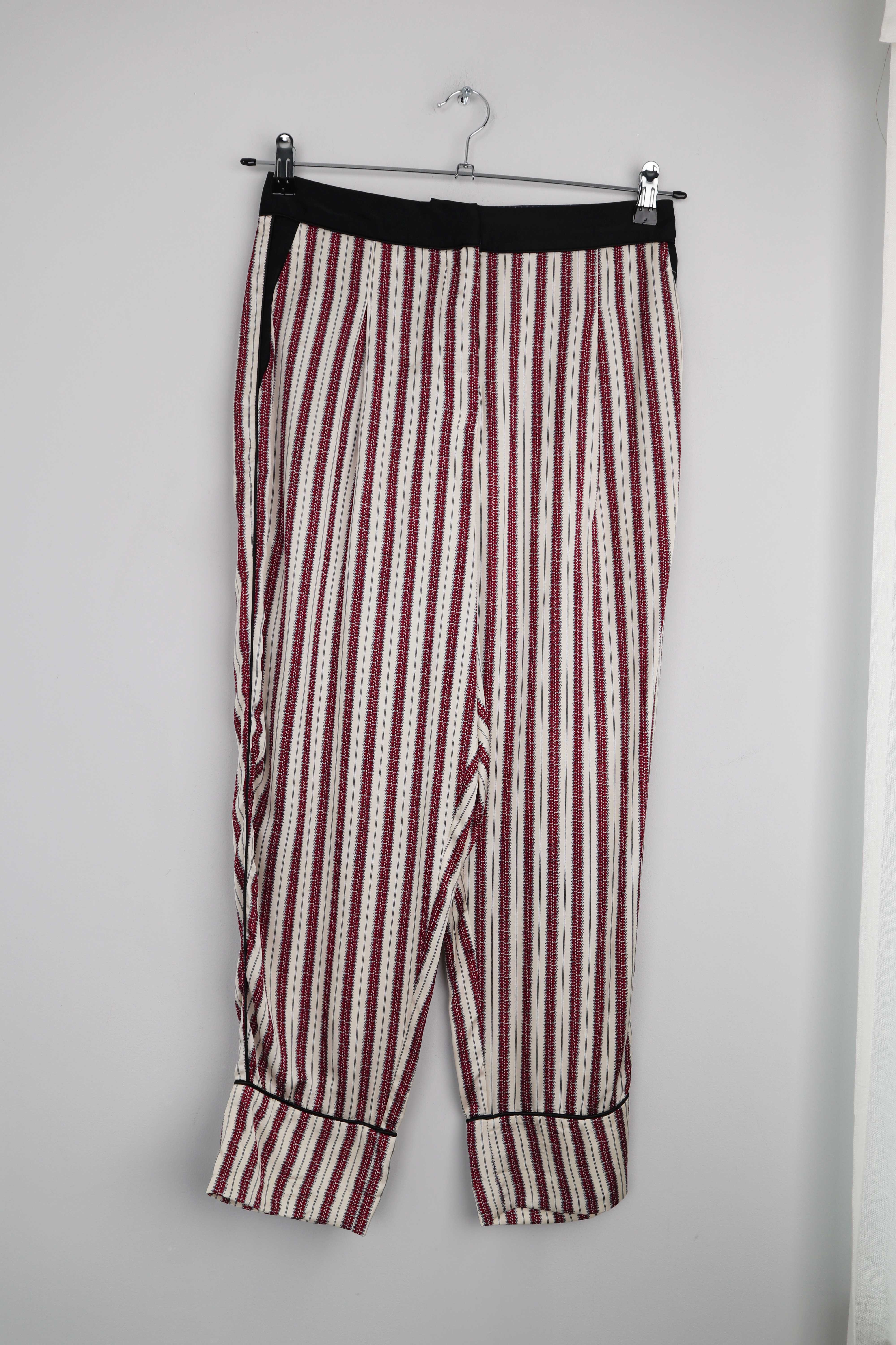 Munthe Hose Creme 36 S gestreift Sommerhose Chino Rot Creme