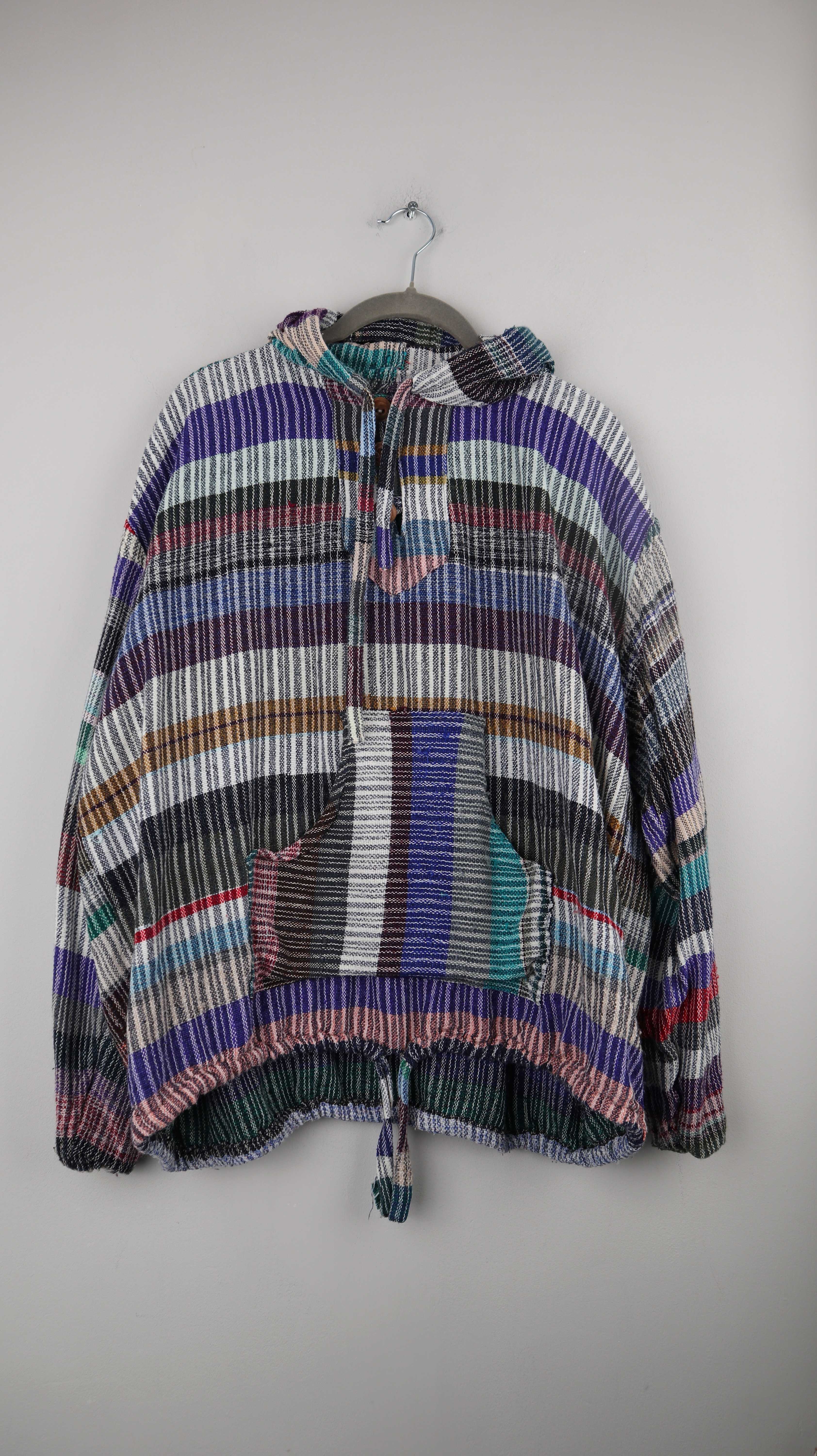 True Vintage Hippiepullover Pullover Sweater bunt blau grün Einheitsgröße