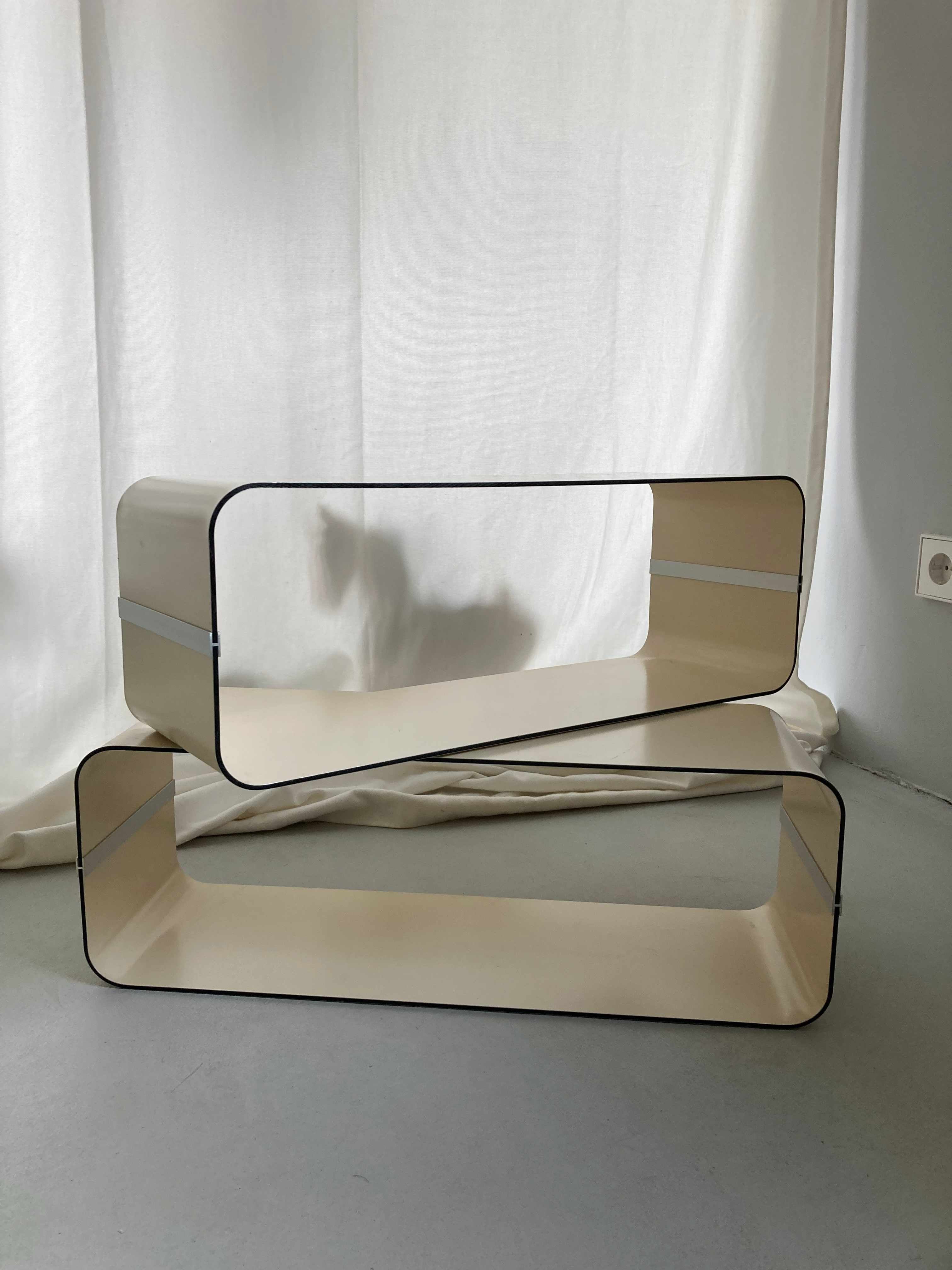 Space Age Regale Setzkasten Beistelltisch Creme Phonomöbel