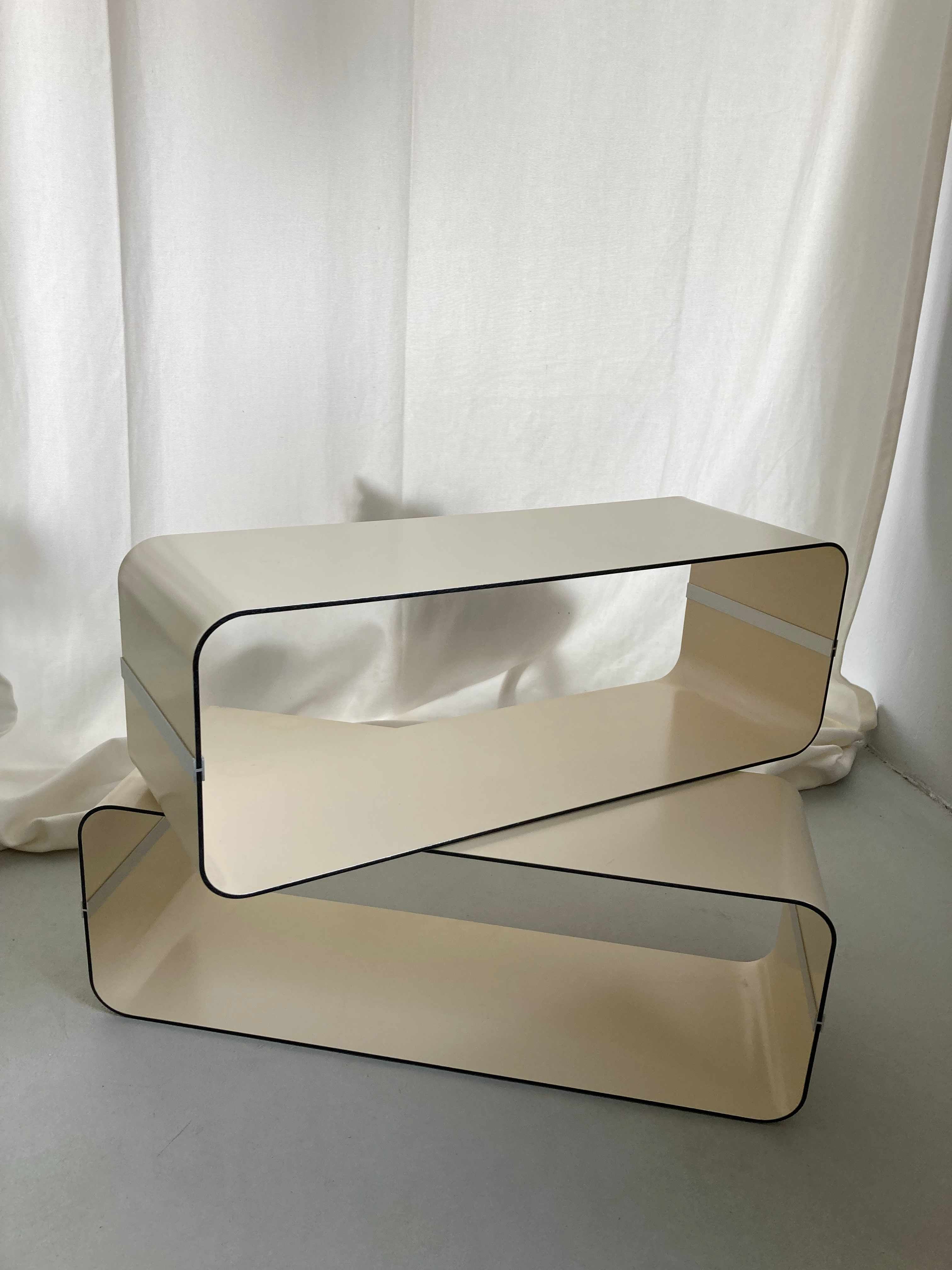 Space Age Regale Setzkasten Beistelltisch Creme Phonomöbel