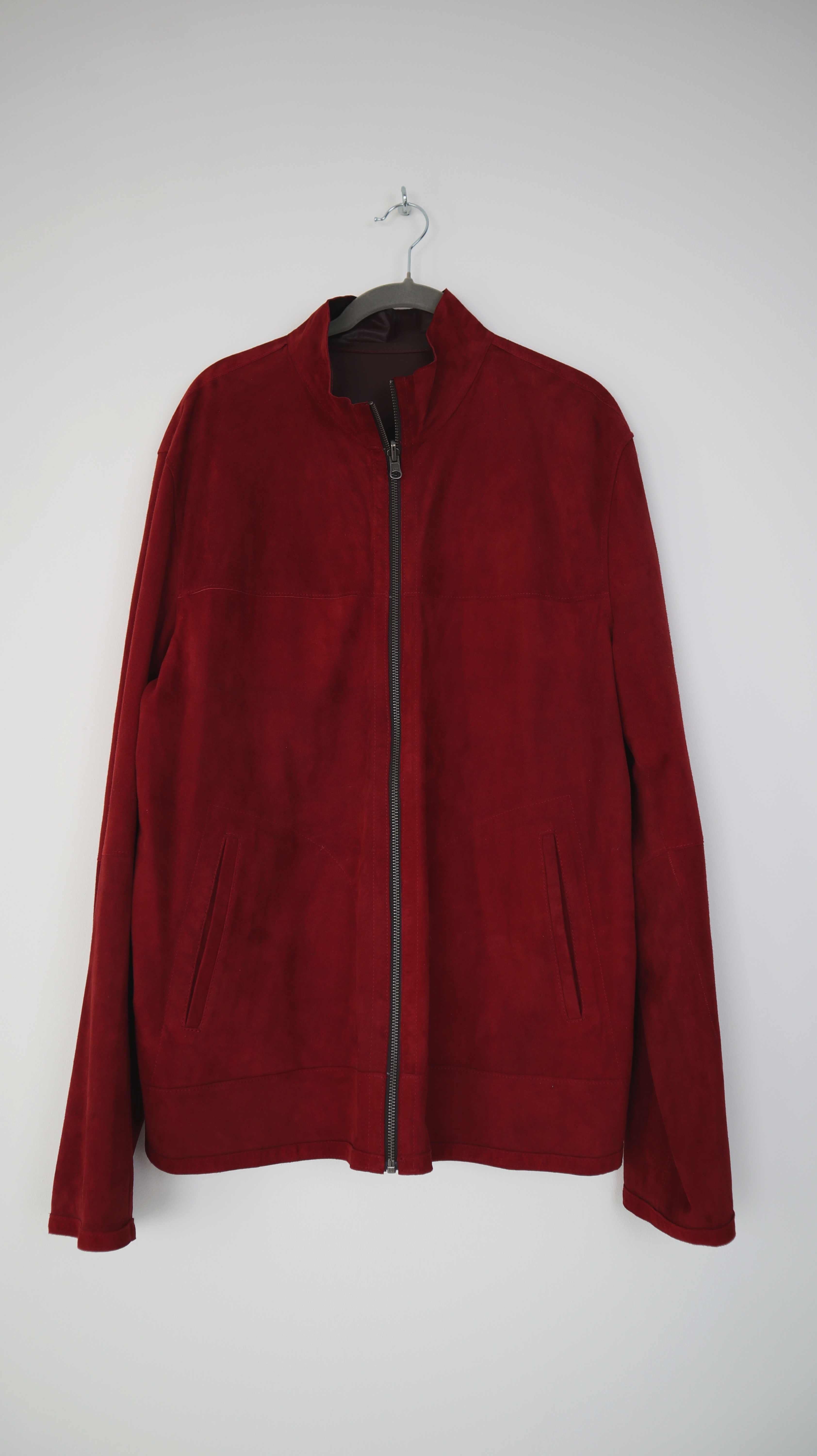 Cool & Calm Lederjacke 52 Ziegenleder rot Weinrot Wendejacke Wildlederjacke