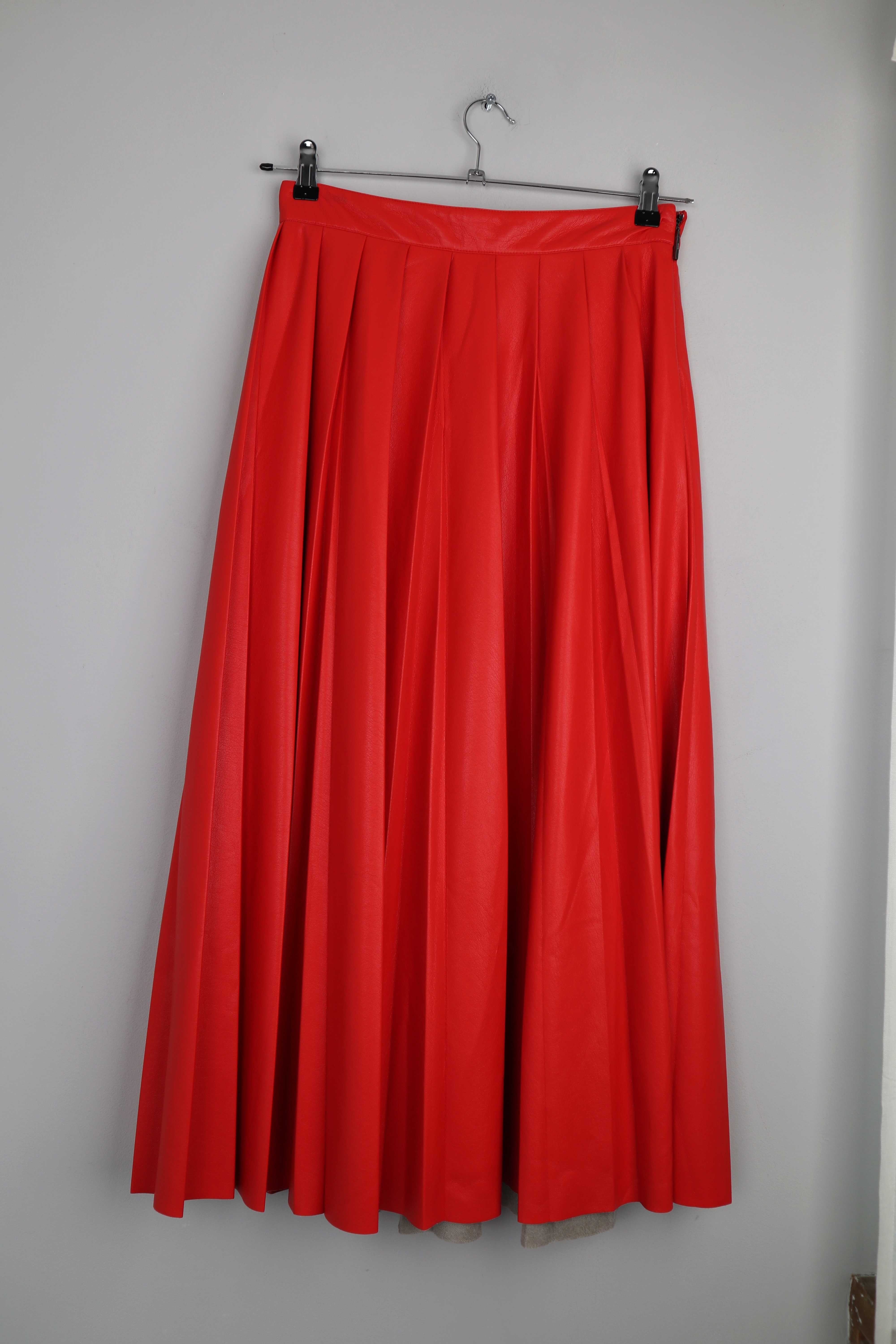 MSGM Rock Faltenrock Midi Midirock rot 40 L Plisseerock