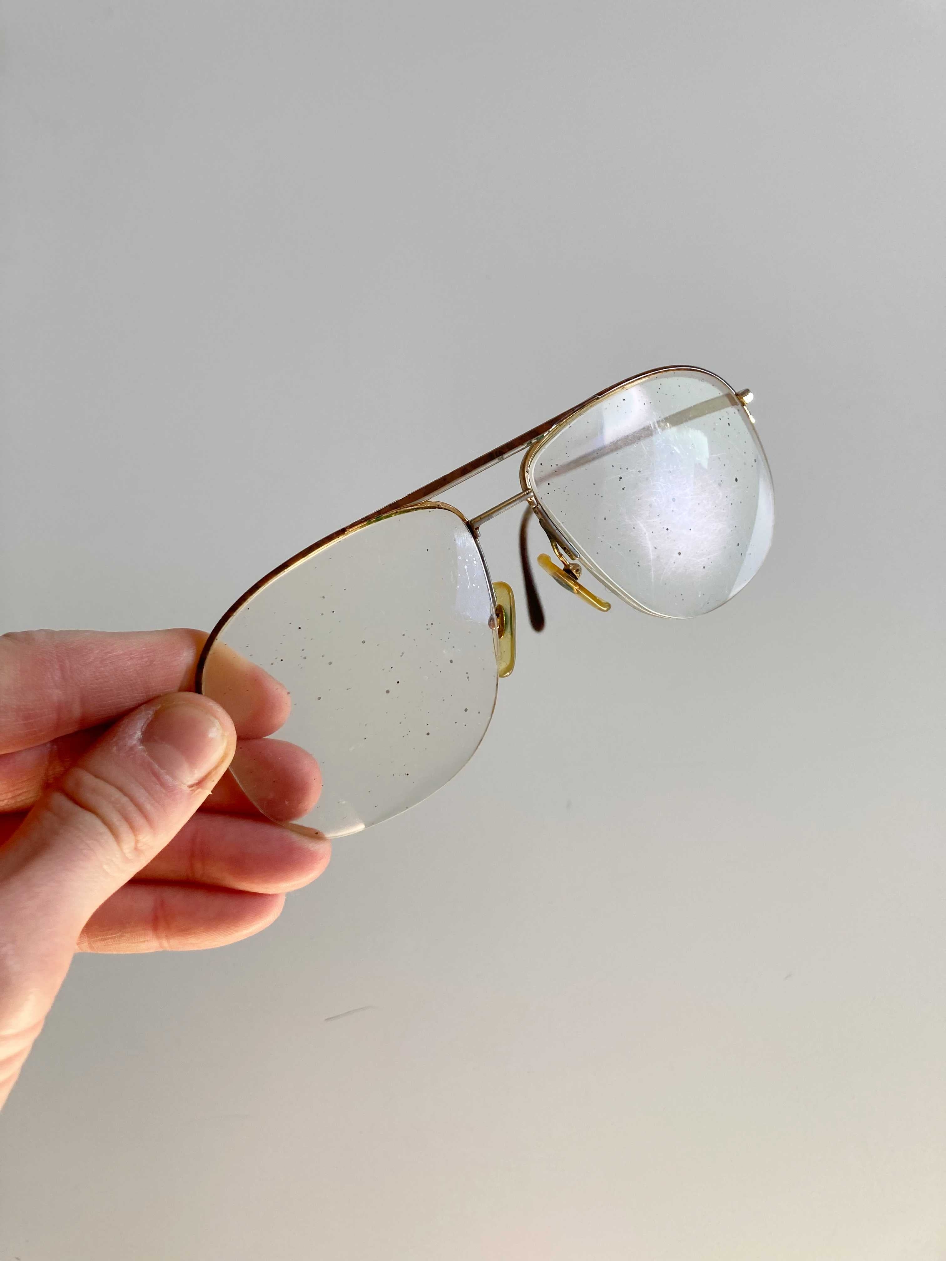 True Vintage Retro Brille Pilotenbrille Brillenfassung Gold rund 70er