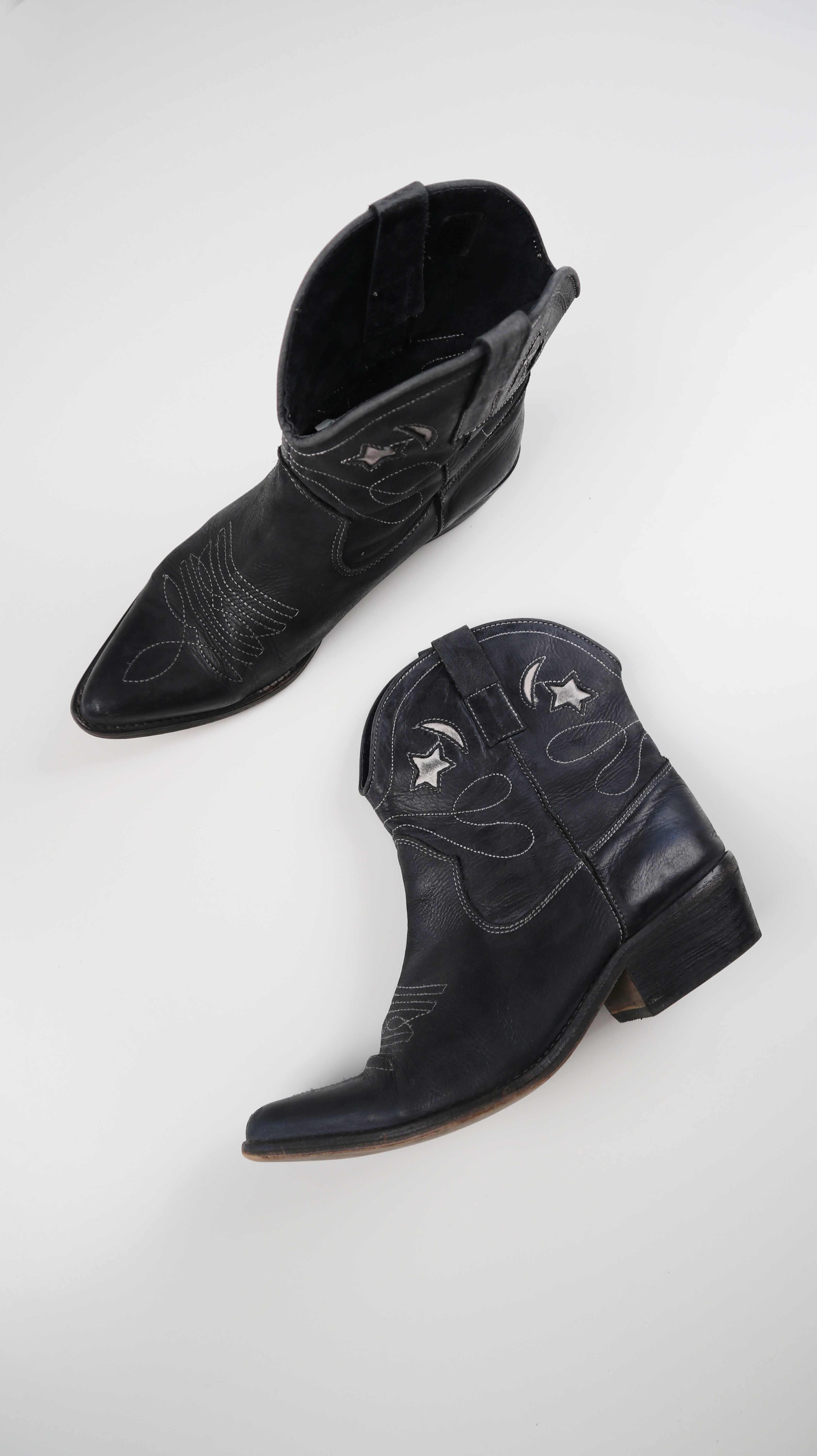 Cowboystiefel Cowboyboots 39 schwarz weiß Spitz Pistol Boots