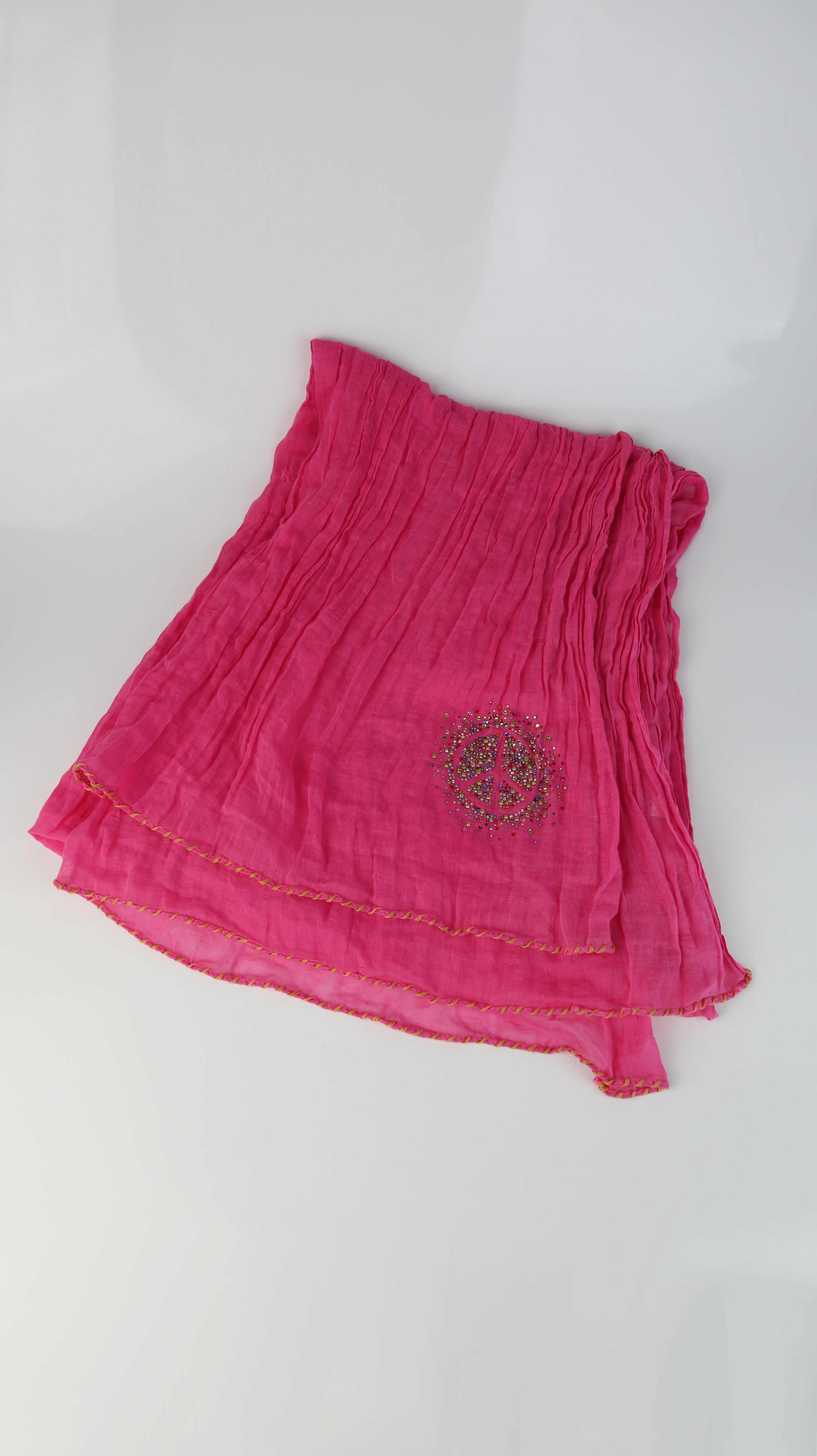 Schal Pink Peace Tuch Baumwollschal Perlen Rosa