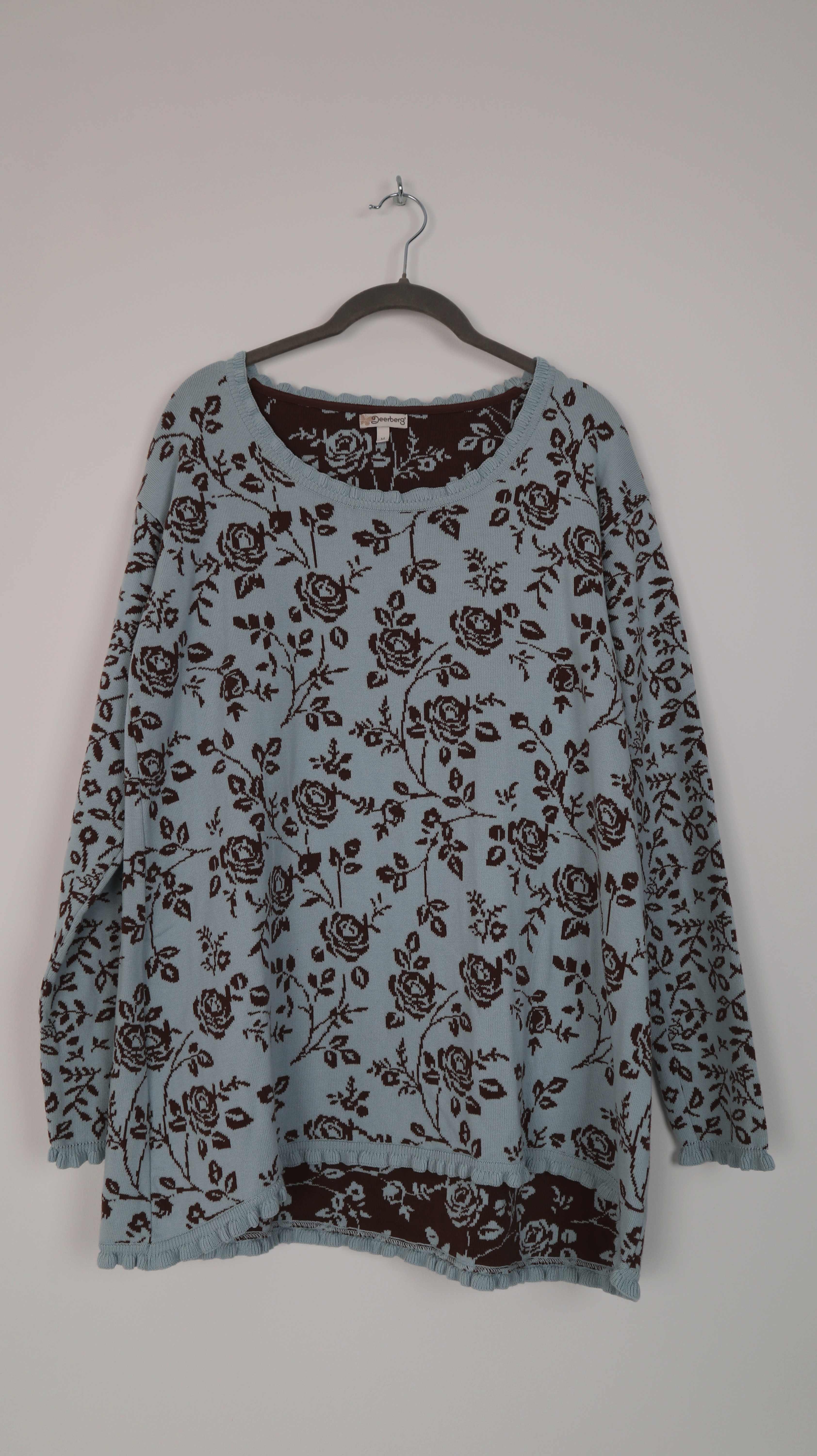 Deerberg Pullover 38 M Sweater braun blau Oberteil Longsleeve