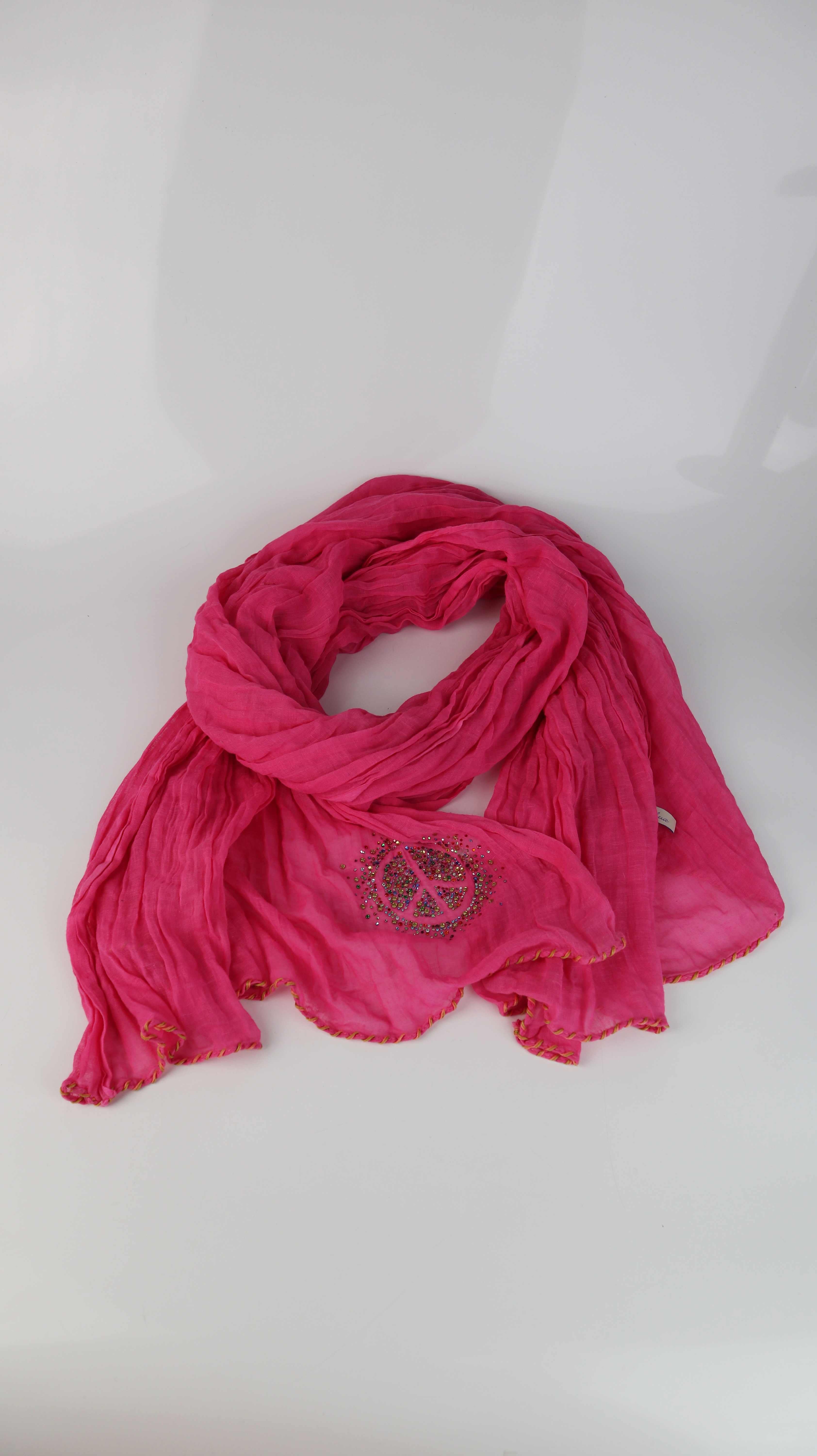 Schal Pink Peace Tuch Baumwollschal Perlen Rosa