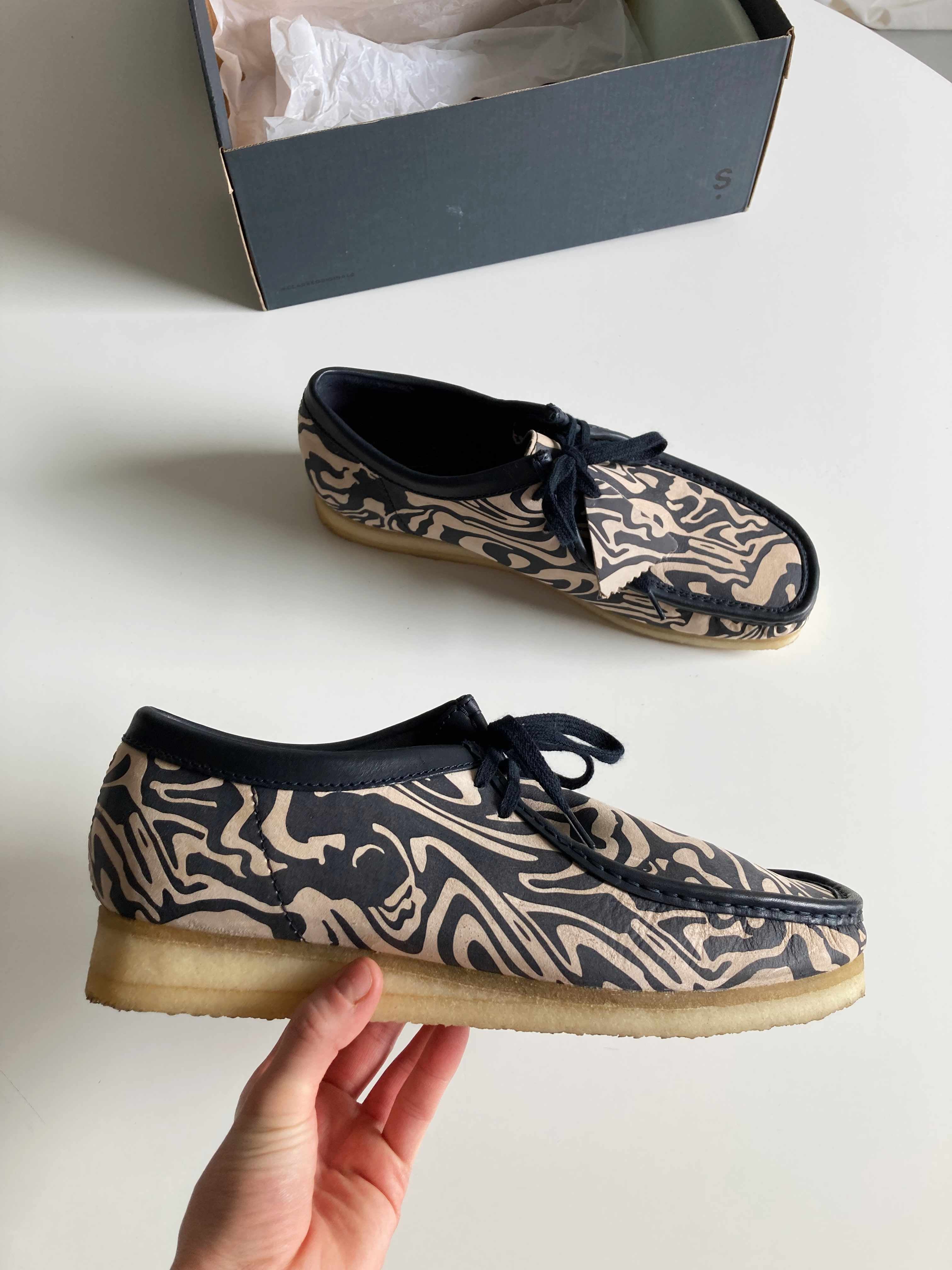 Clarks Wallabee 44,5 UK10 Halbschuhe Loafer Mokassins Navy Multi