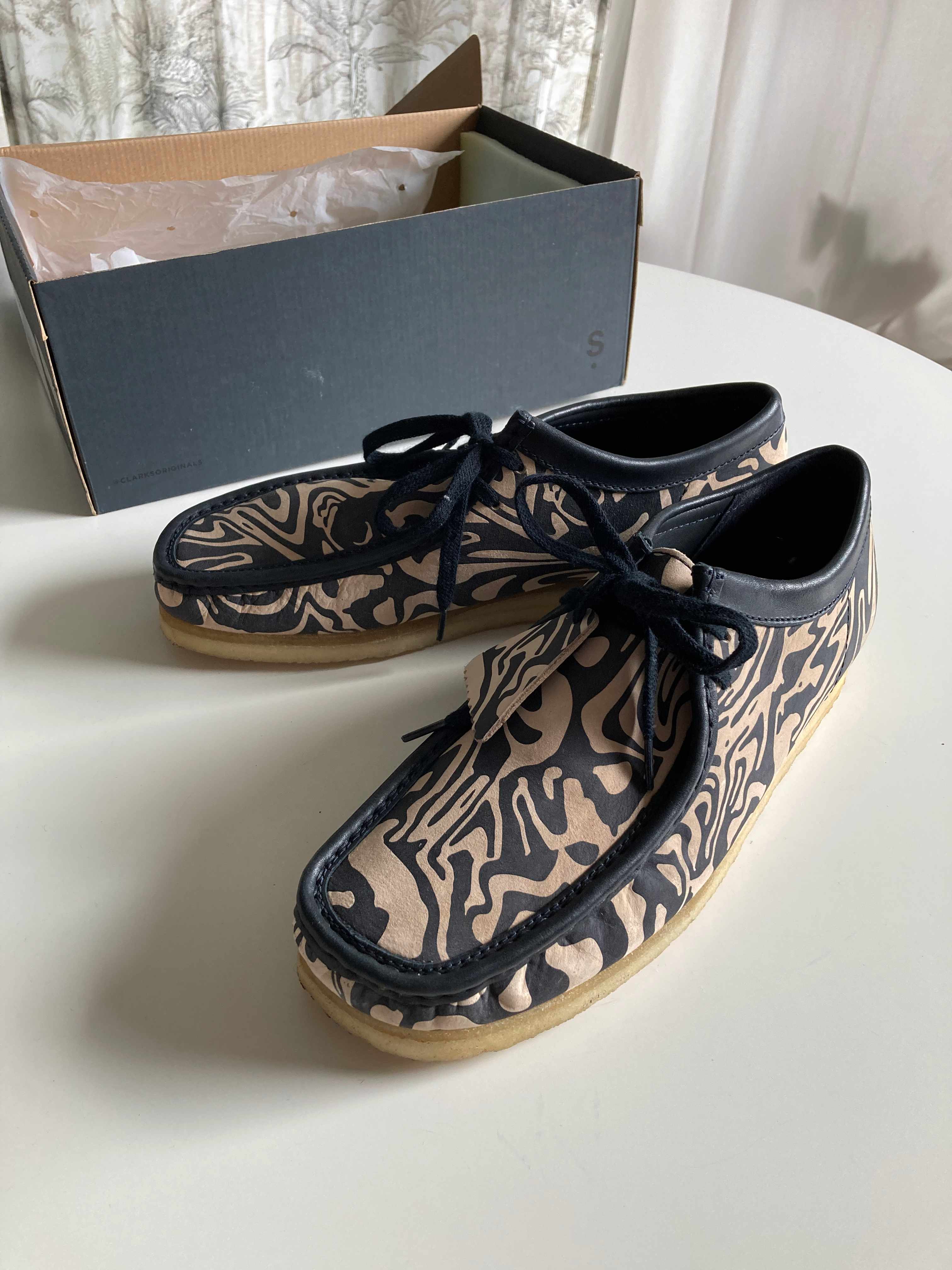 Clarks Wallabee 44,5 UK10 Halbschuhe Loafer Mokassins Navy Multi