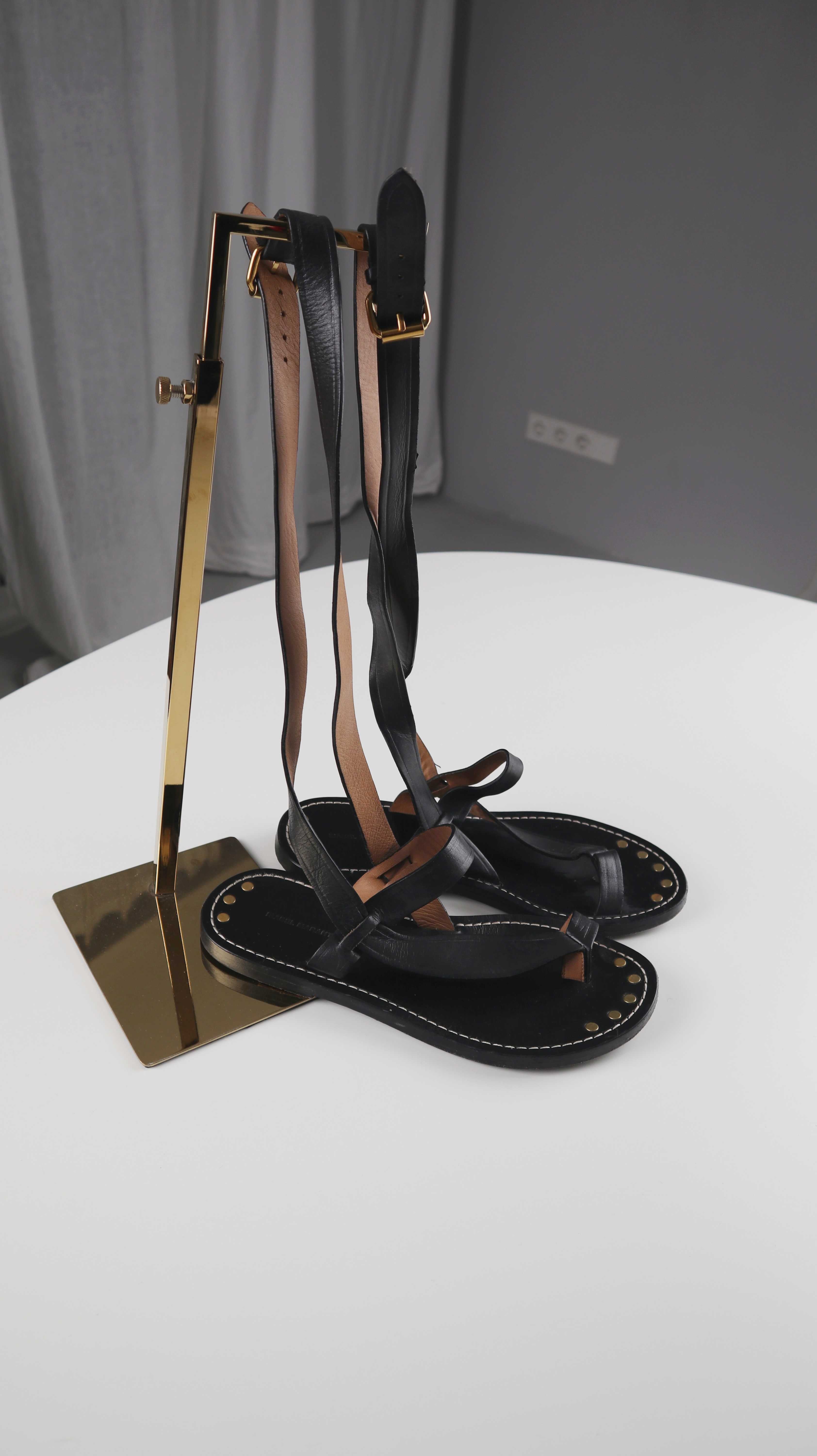 Isabel Marant Sandalen 38 Slingback Schwarz Leder Römersandalen gebunden