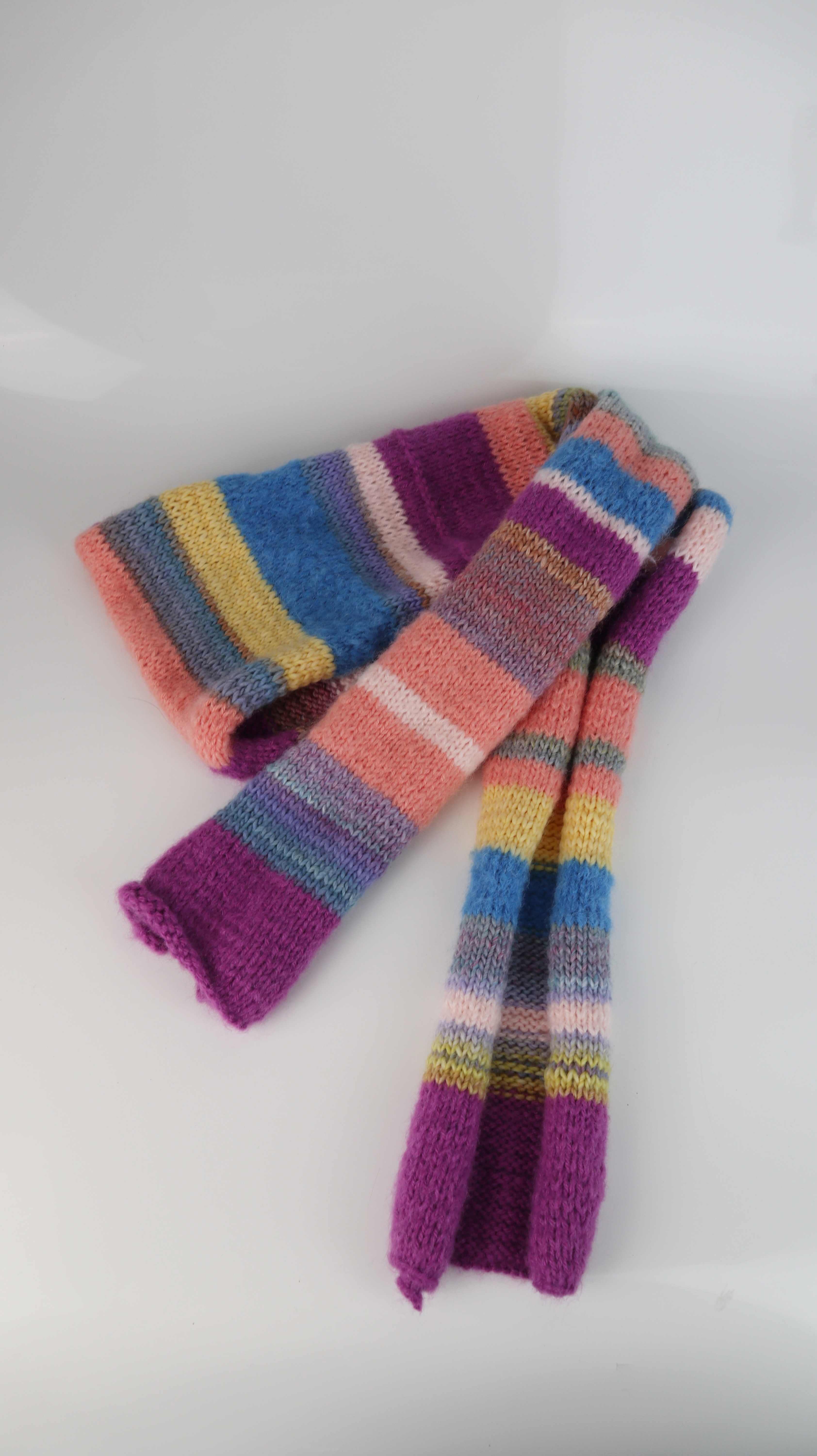Schal Strickschal bunt wolle lila Pastell gestreift Winterschal