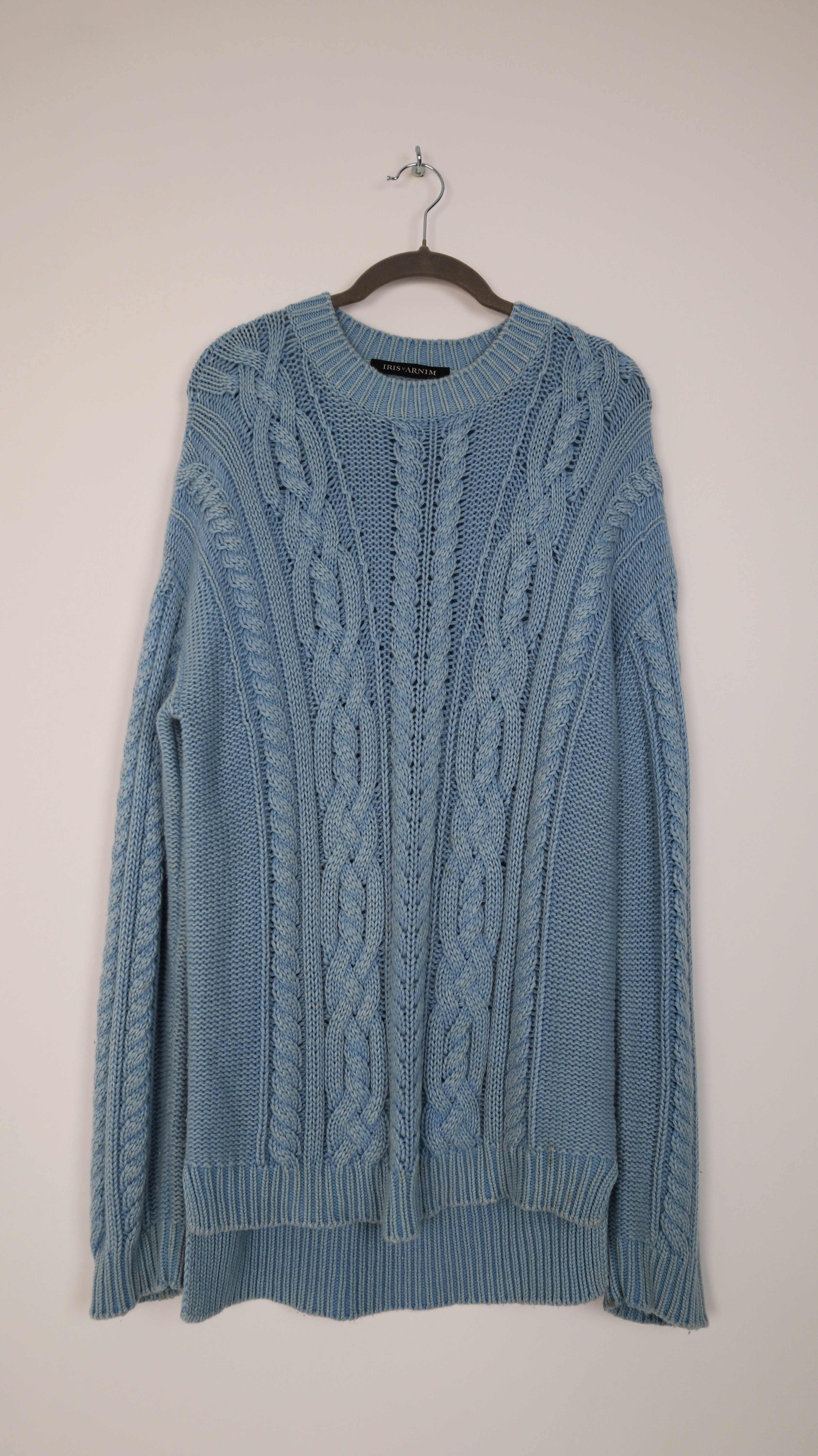 Iris von Arnim Pullover blau Cashmerepullover 38 M Zopfmuster Strickpullover
