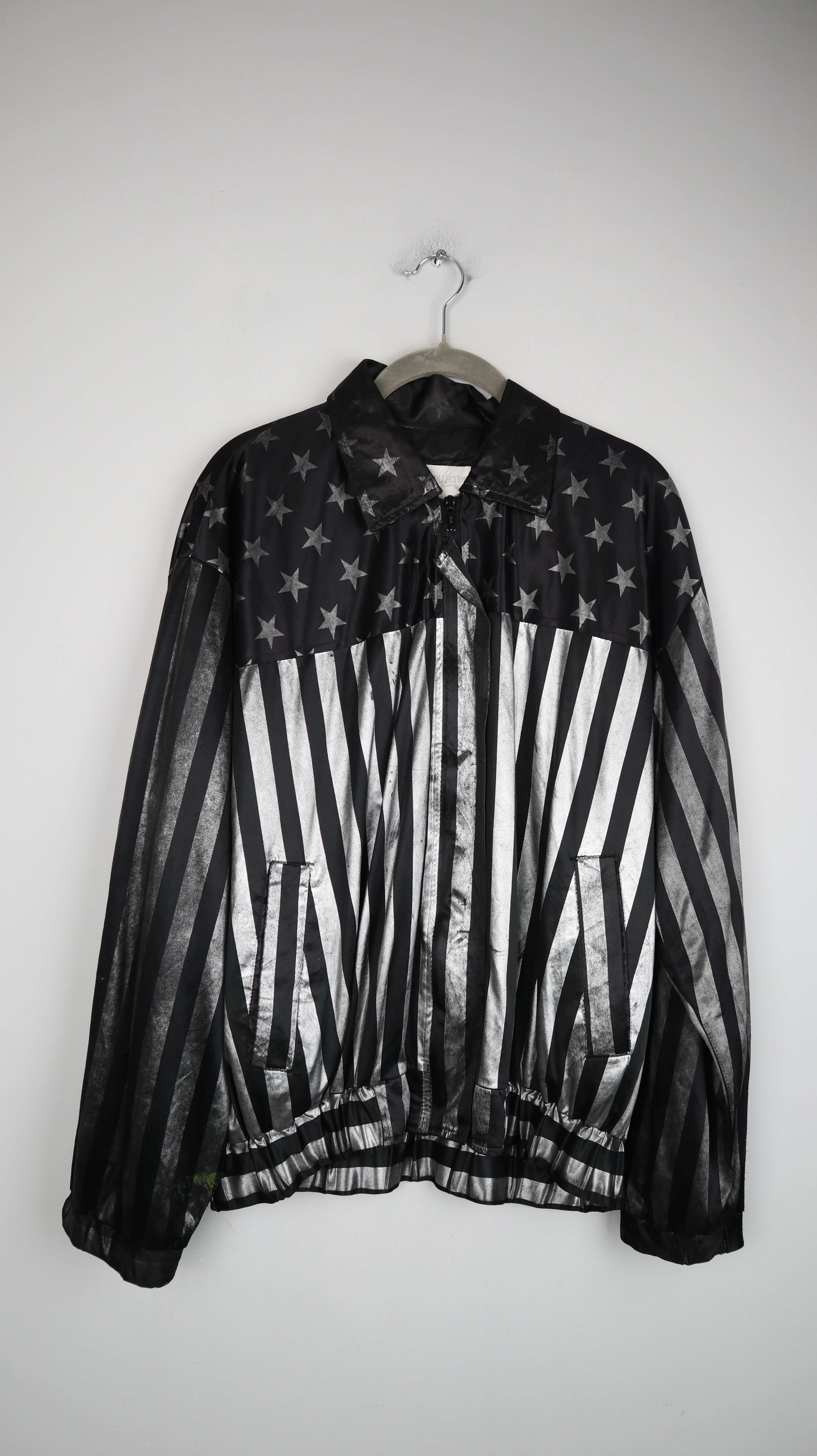 Bomberjacke true Vintage schwarz silber Metallic 38 M