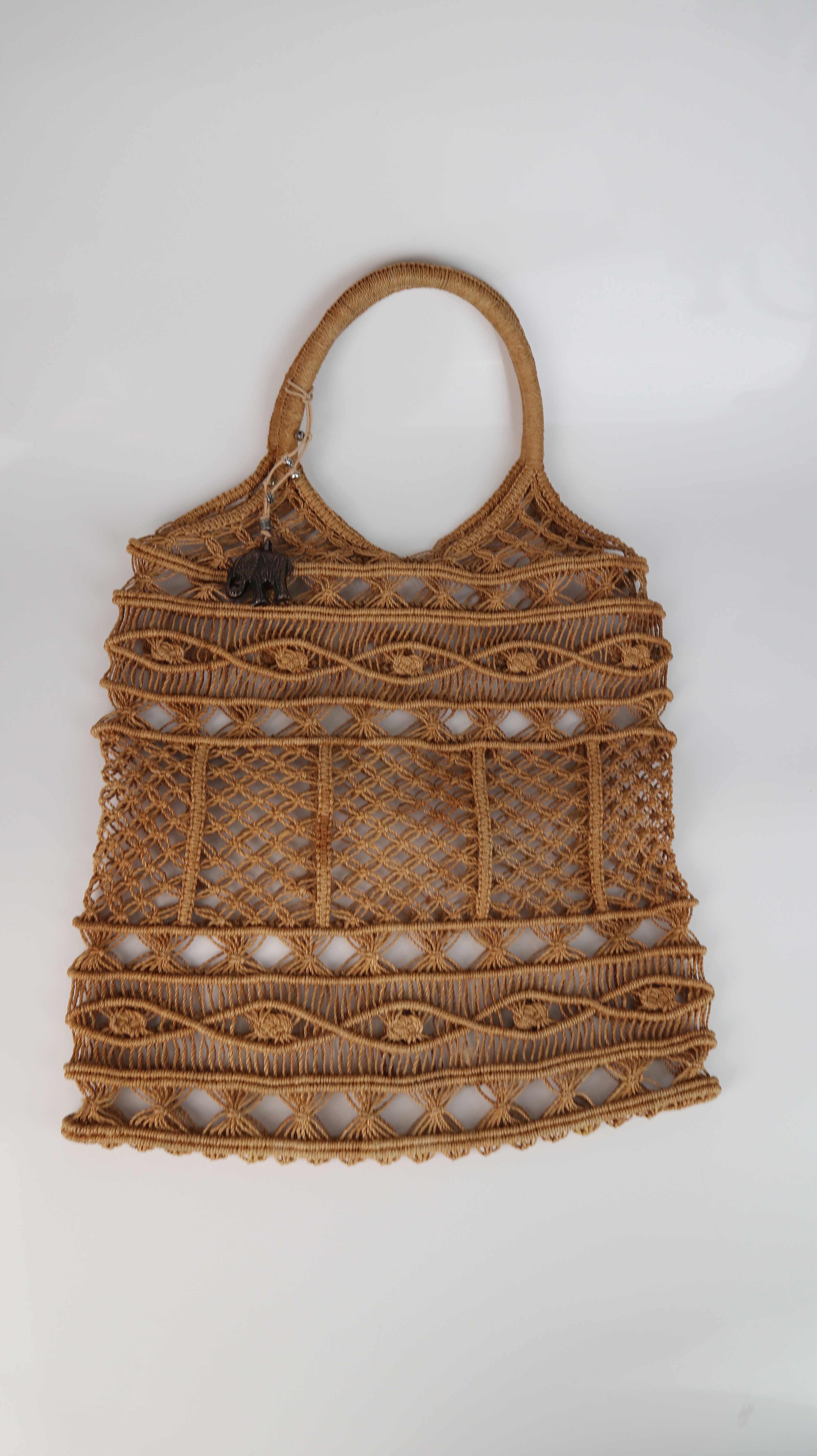 Korbtasche Tasche Shopper geflochten Henkeltasche Leinentasche Braun