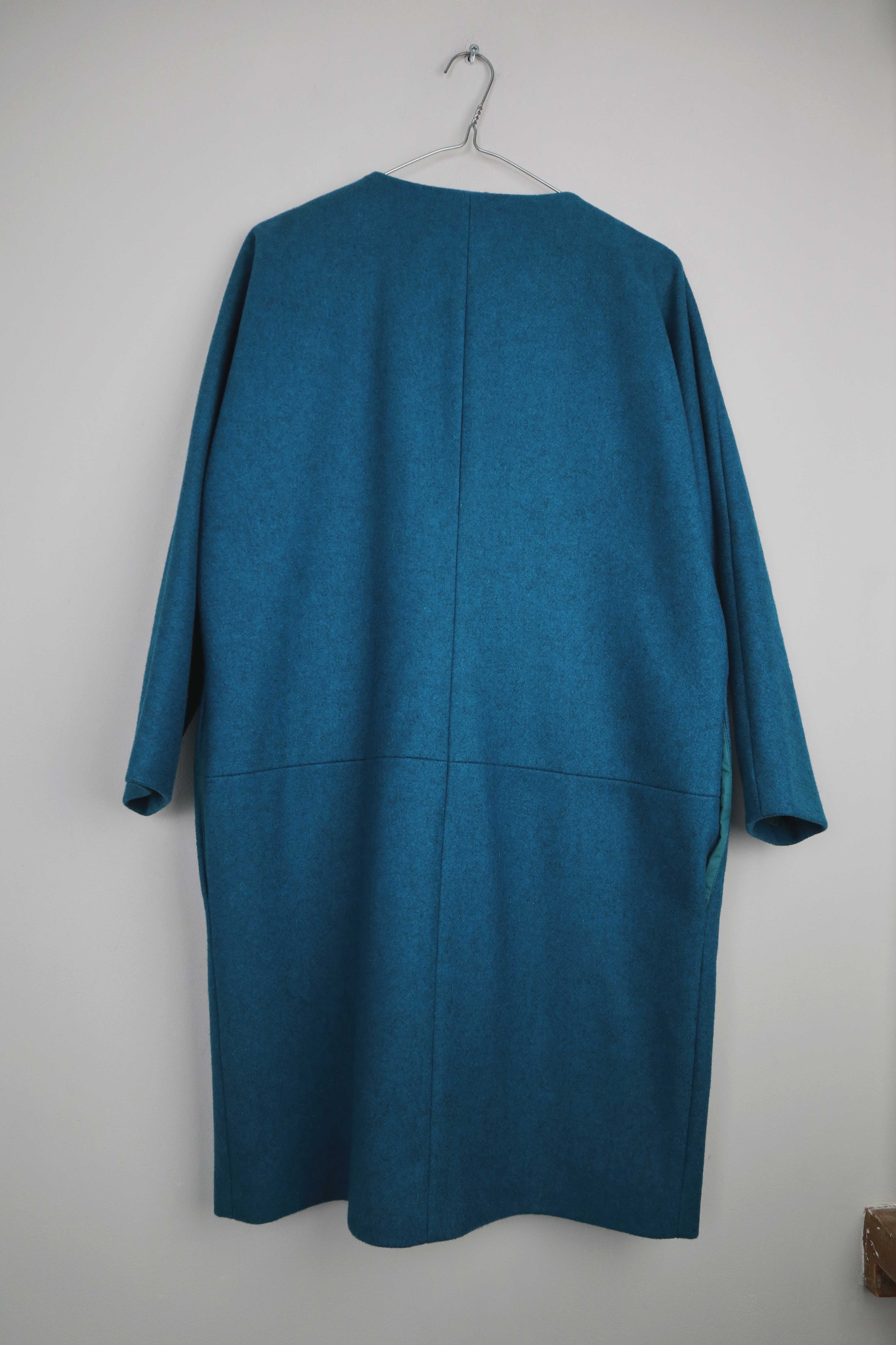 COS Mantel Türkis Blau 36 S Staubmantel Wollmantel Wolle Design