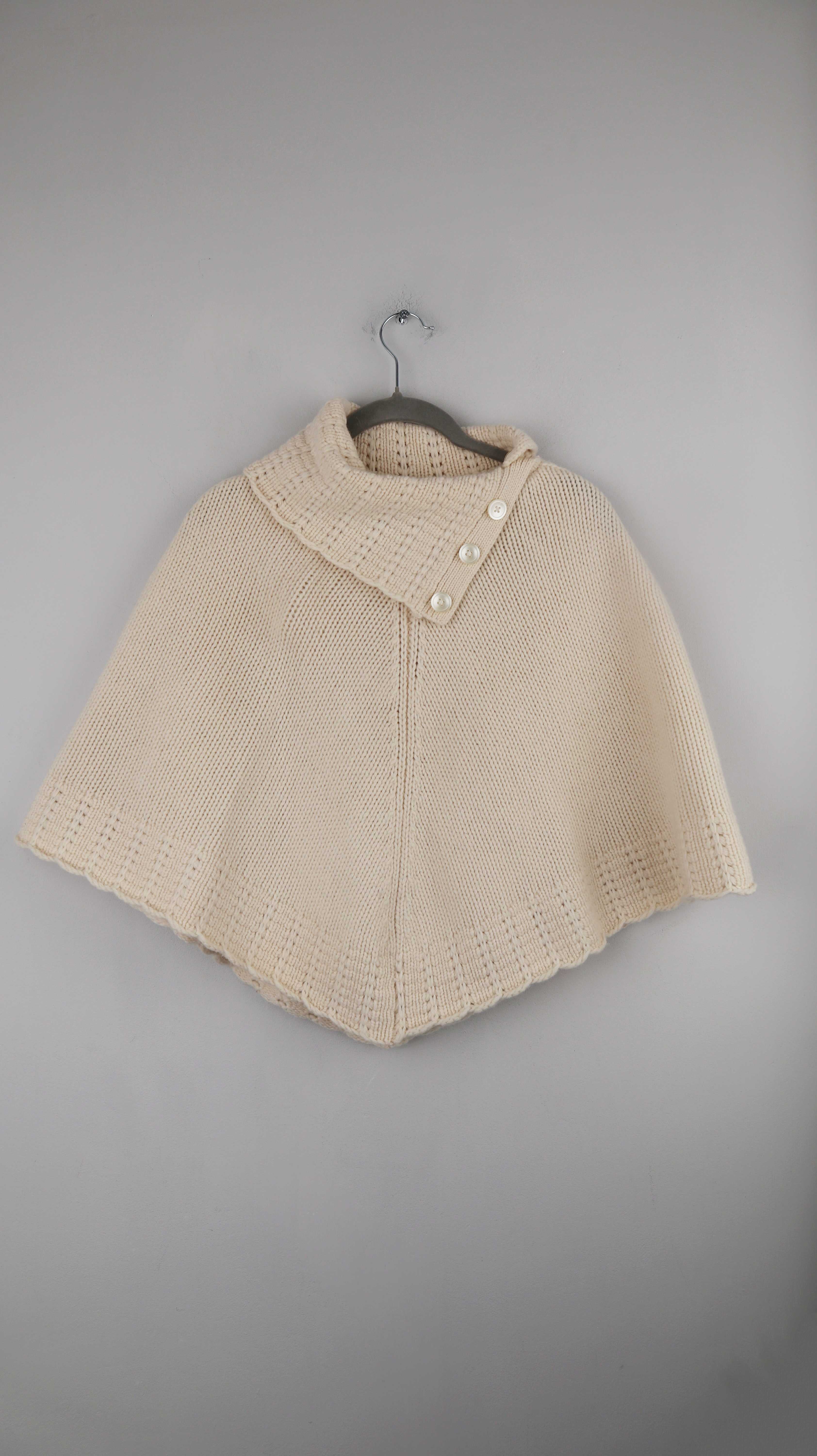 Gant Poncho Wolle Creme Beige Wollcape Cape M/L Schurwolle Cardigan