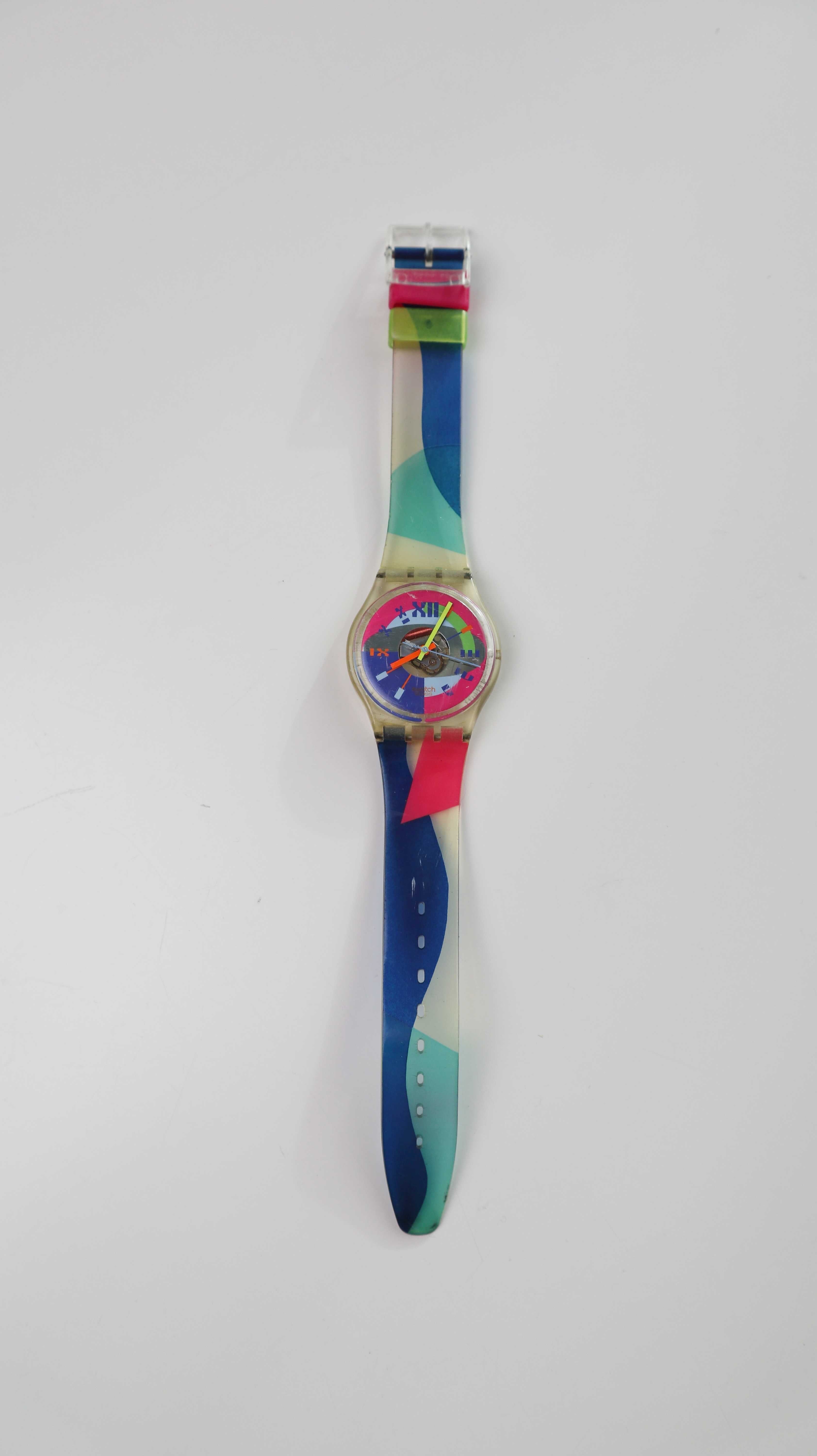 Swatch Uhr Armbanduhr 1993 Beach Volley GK153 bunt Kunststoffuhr