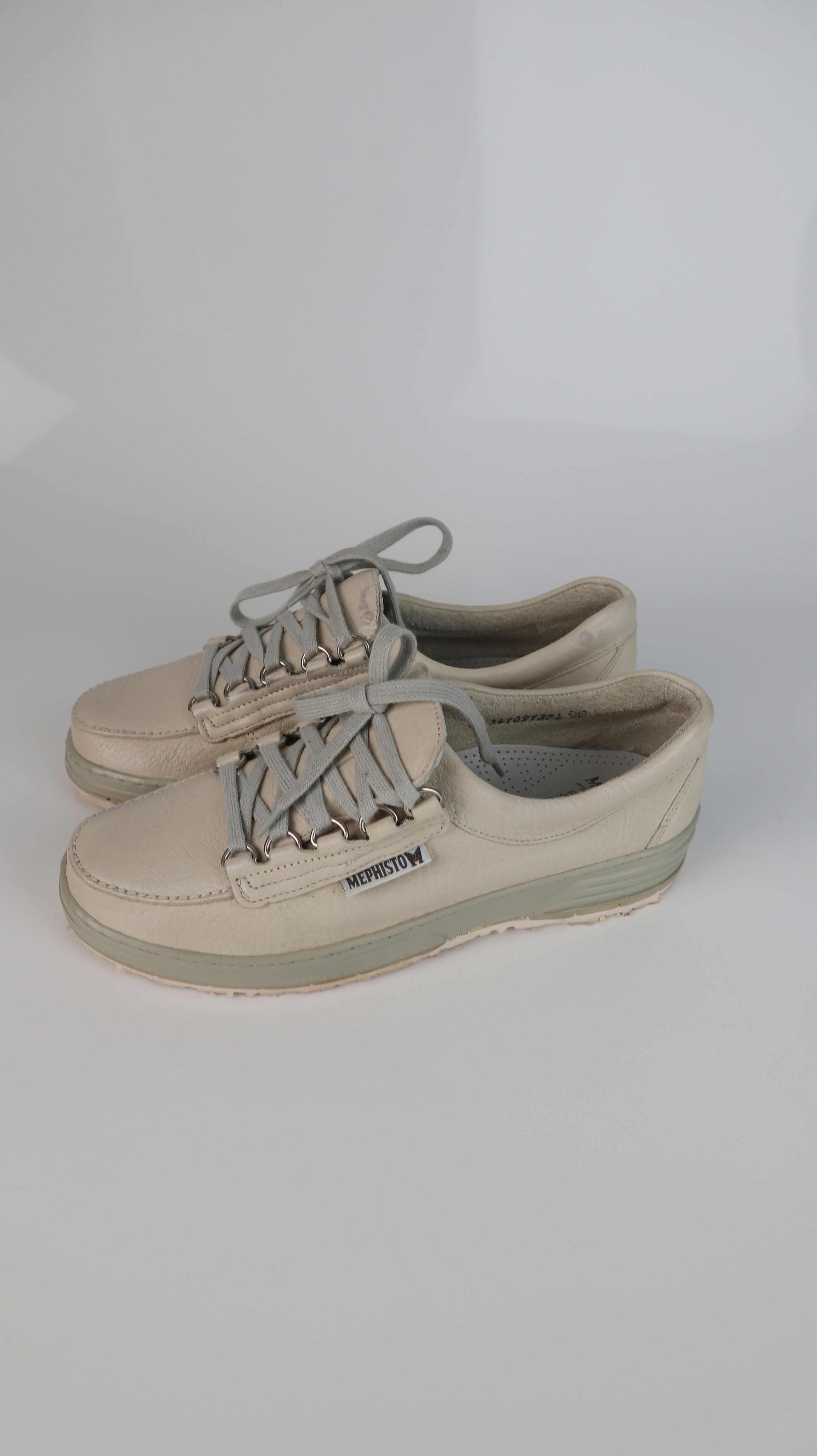 Mephisto Schnürer Lederschnürer Sneaker Creme Beige 6 39