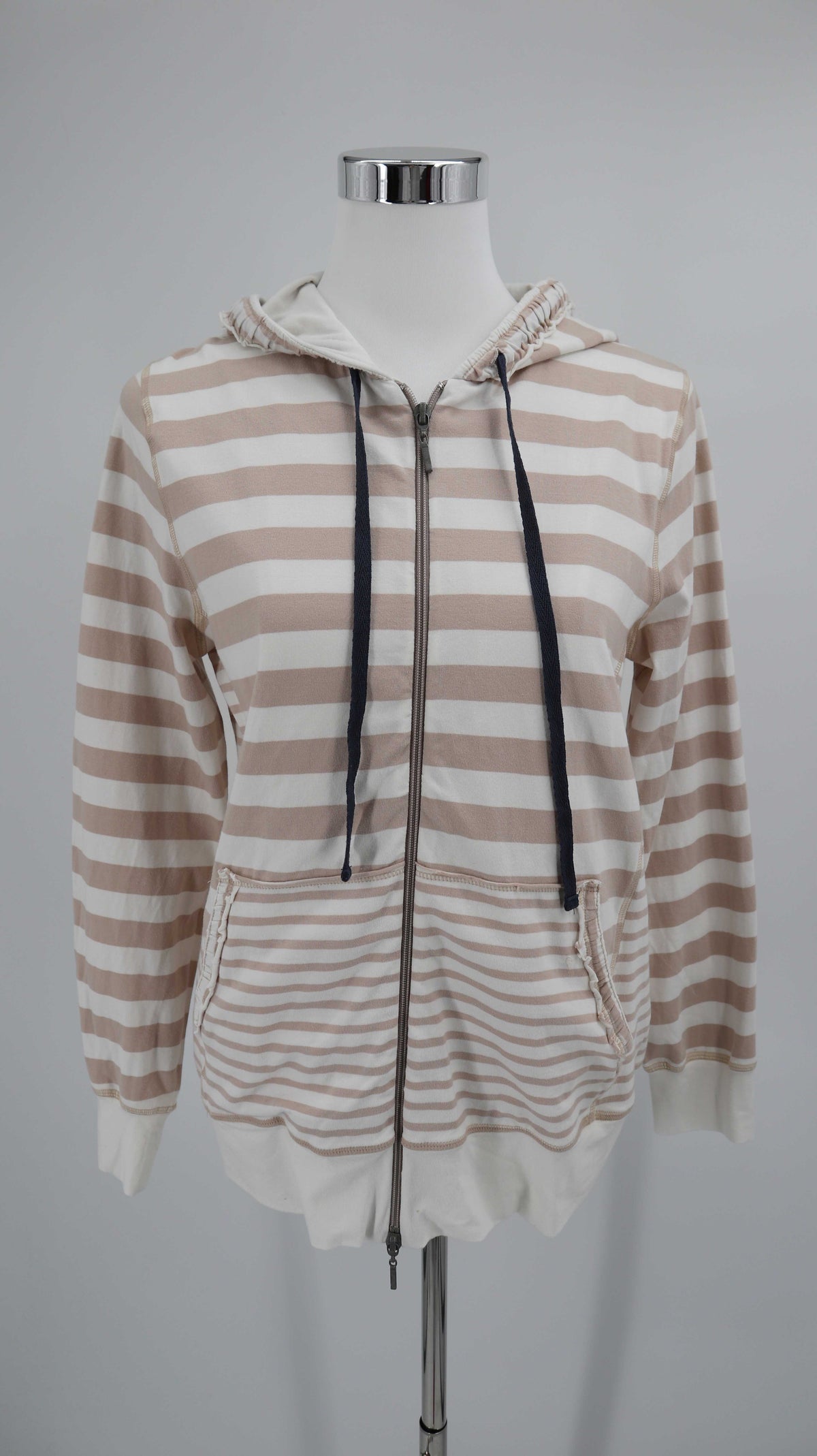 Deerberg Hoodie Sweater Strickjacke Beige weiß 38 M Kapuzenjacke