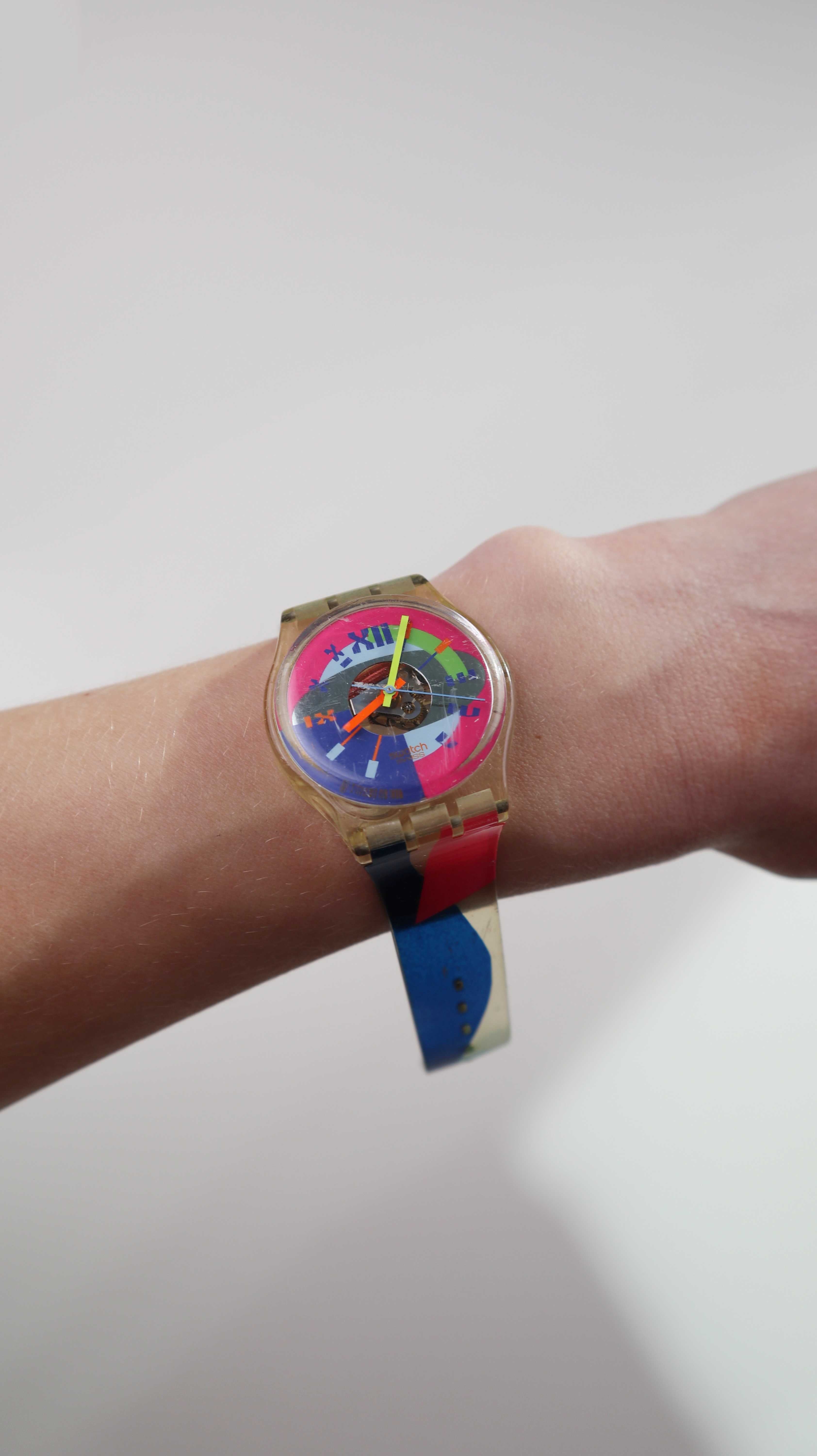 Swatch Uhr Armbanduhr 1993 Beach Volley GK153 bunt Kunststoffuhr